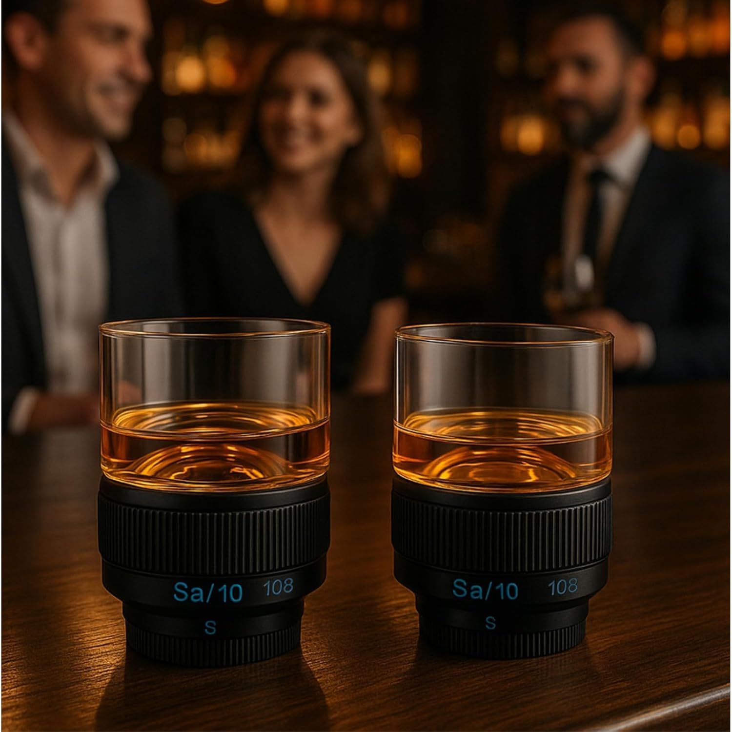Camera Lens Whiskey Glasses Set of 2 | Funny Novelty Gift for Photographers, Men, Women, Dad, Him, Her | Unique Photography Gifts Christmas, Birthday, Father’s Day | Cool Cups for Photo Lovers 8.2oz