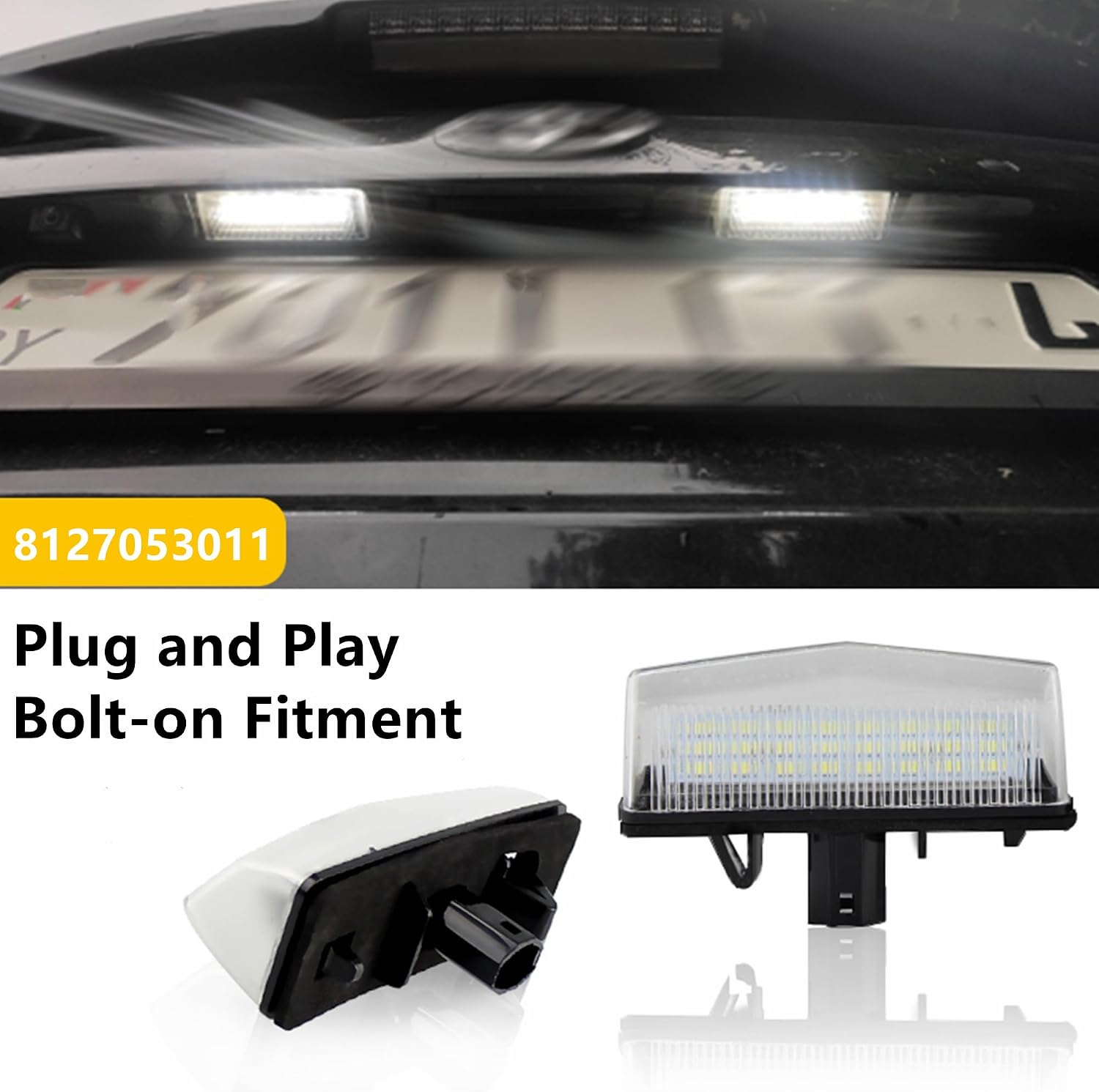 Yankok LED License Plate Lights Compatible with Toyota RAV4 Prius Venza C-HR Matrix Scion tC and Lexus CT200h NX200t/300h RX200t/450h IS300 Wagon 6000K Diamond White Tag Lamp Assembly