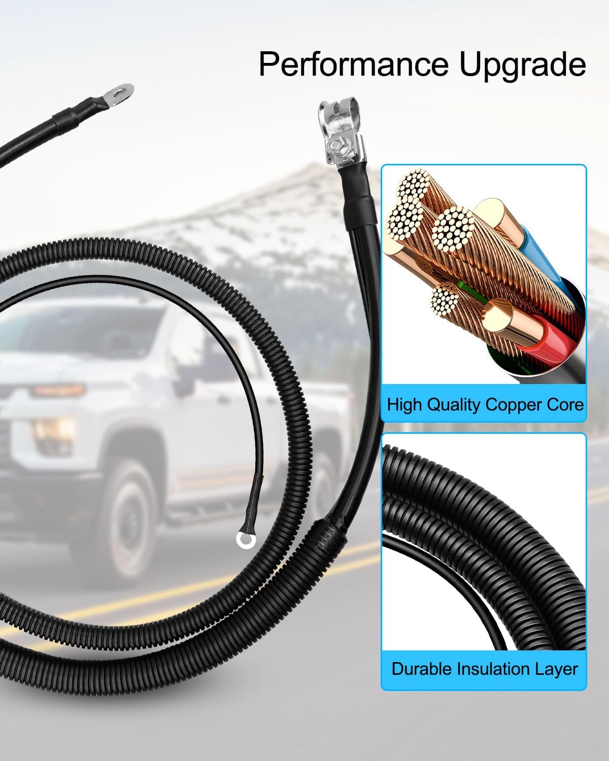 Negative Battery Cable Fit for Cadillac Escalade Chevrolet Avalanche Silverado Suburban Tahoe Gmc Sierra Yukon 2006-2013 Replace 2LF32XE