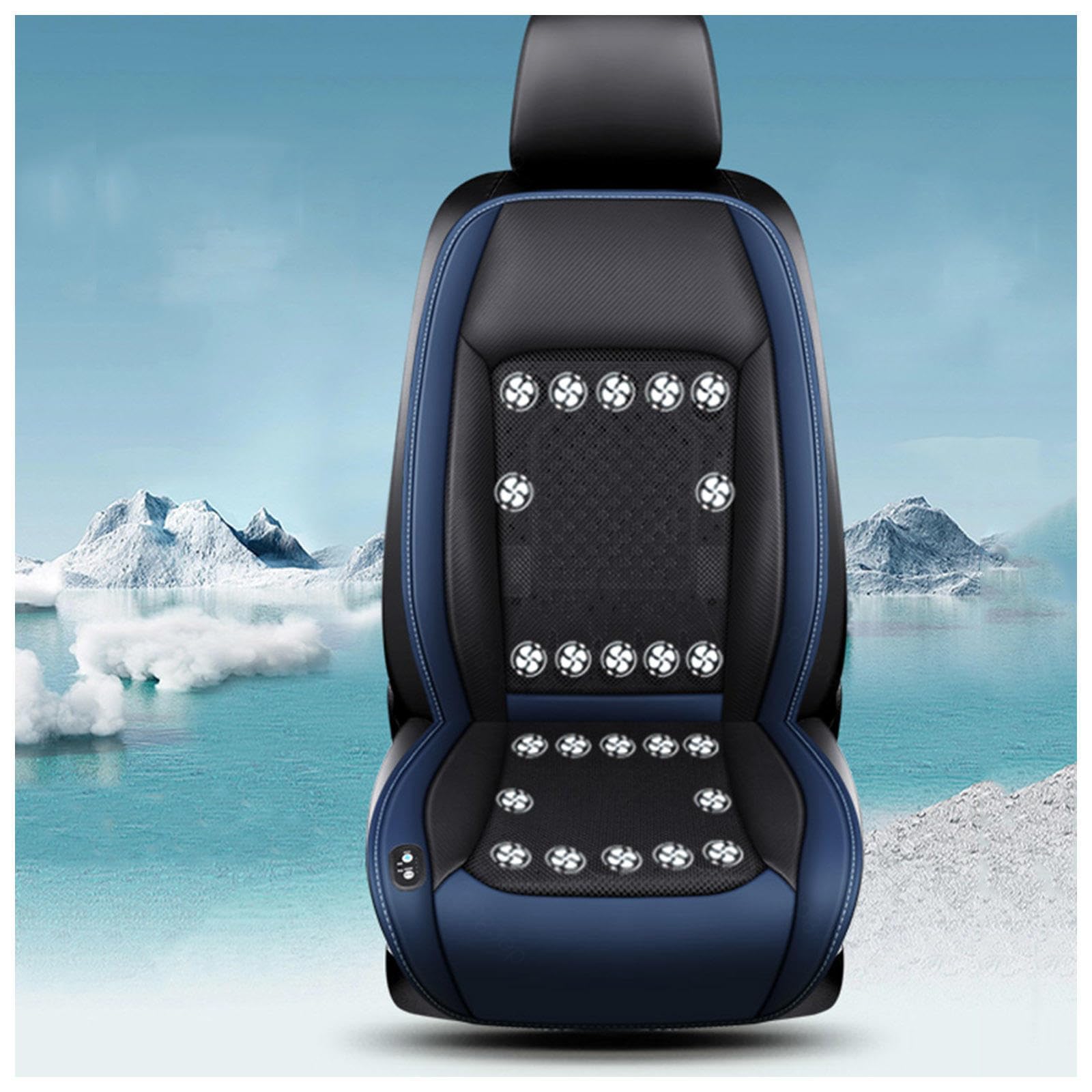 Cooling Car Seat Con 24 Ventole, 3 Livelli Regolabili Coprisedili Auto Estivi, Coprisedili Auto Estivi per Taxi Driver e Guidatore Professionale,Blue-12V