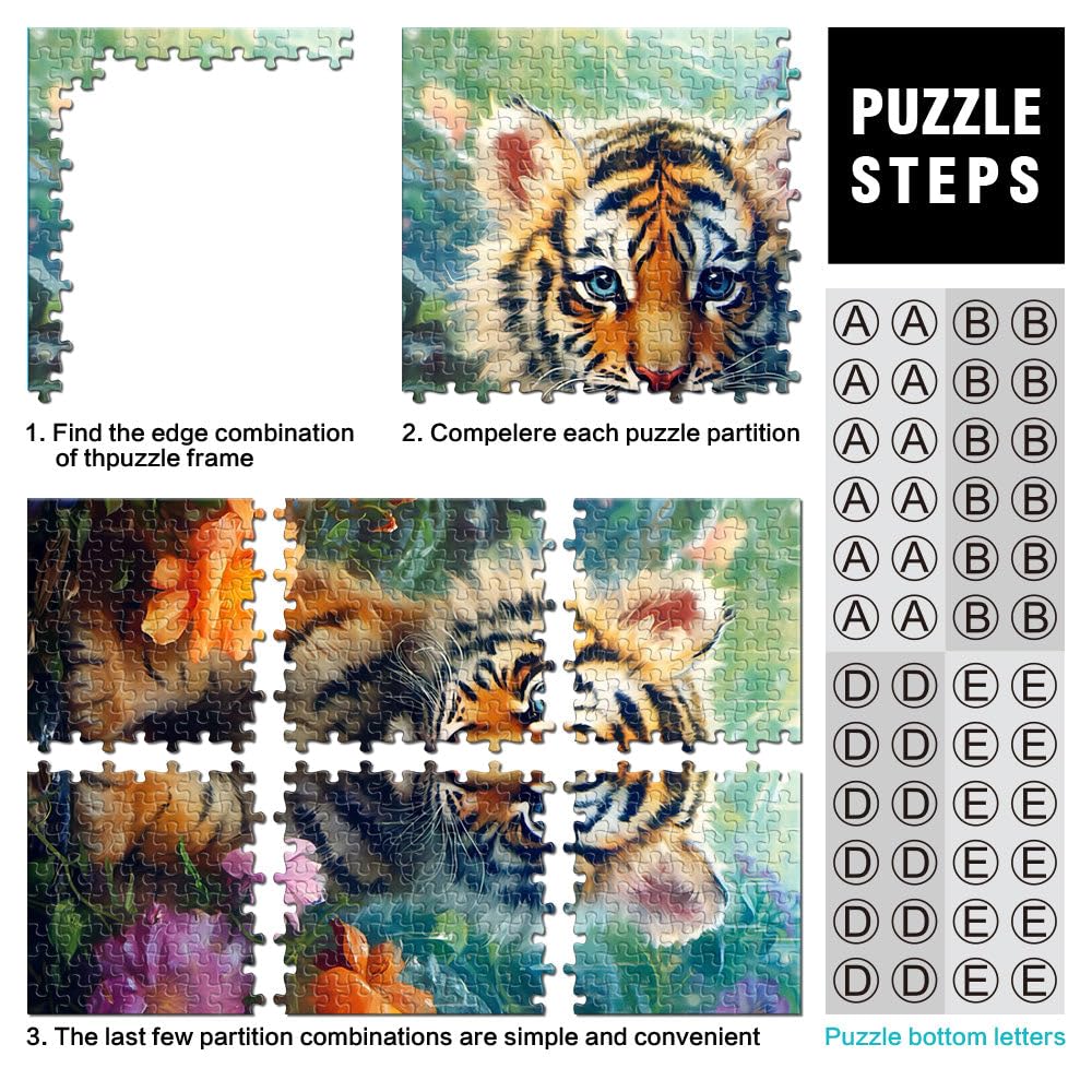 Puzzle 2000 pièces Adultes, Mignon bébé Tigre, Jeux éducatifs la Maison, Jouets à Faire soi-même, Superbes Cadeaux et Jouets, 27,56 po x 39,37 po, Adolescents, à partir de 14 Ans