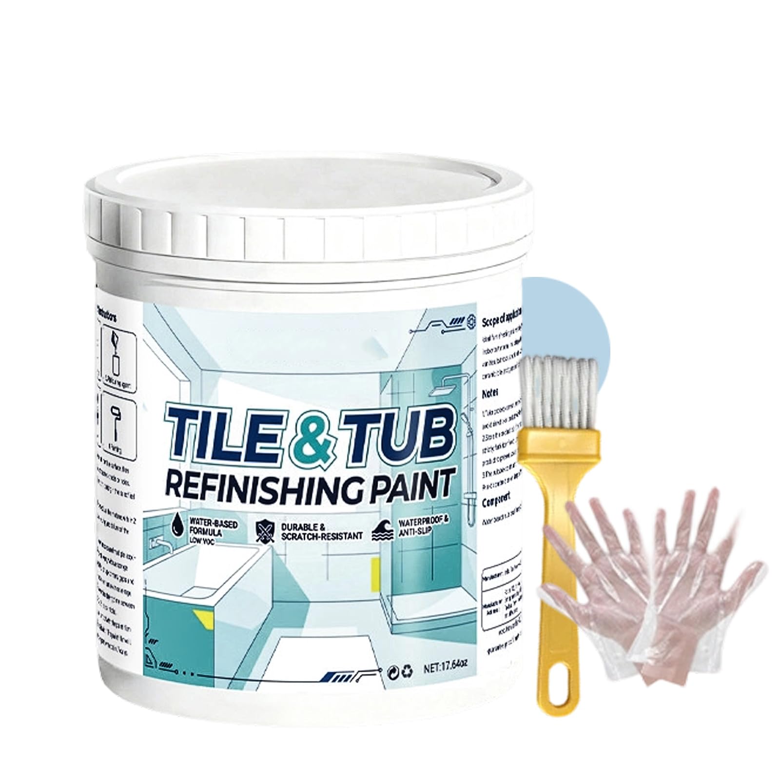 Genérico Kit premium de pintura para renovar azulejos y bañeras, Premium Tile & Tub Refinishing Paint Kit, fácil de usar para renovar bañeras y azulejos blancos con herramientas (blue,500g)