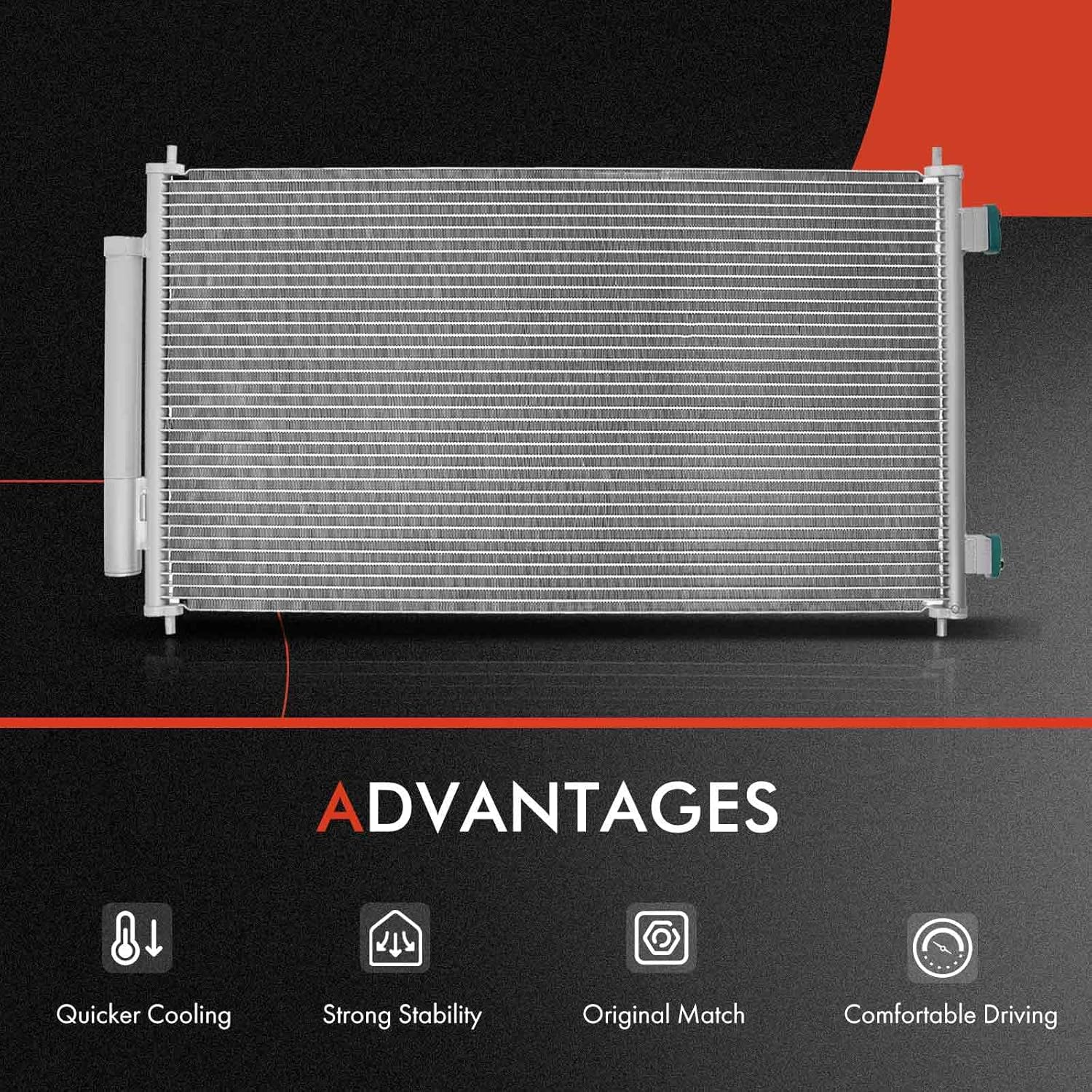 A-Premium Engine Coolant Radiator & A/C Condenser Cooling Kit Compatible with Honda CR-V CRV 2007 2008 2009 2.4L, Automatic Transmission, 2-PC Set, Replace# 19010RZAA51