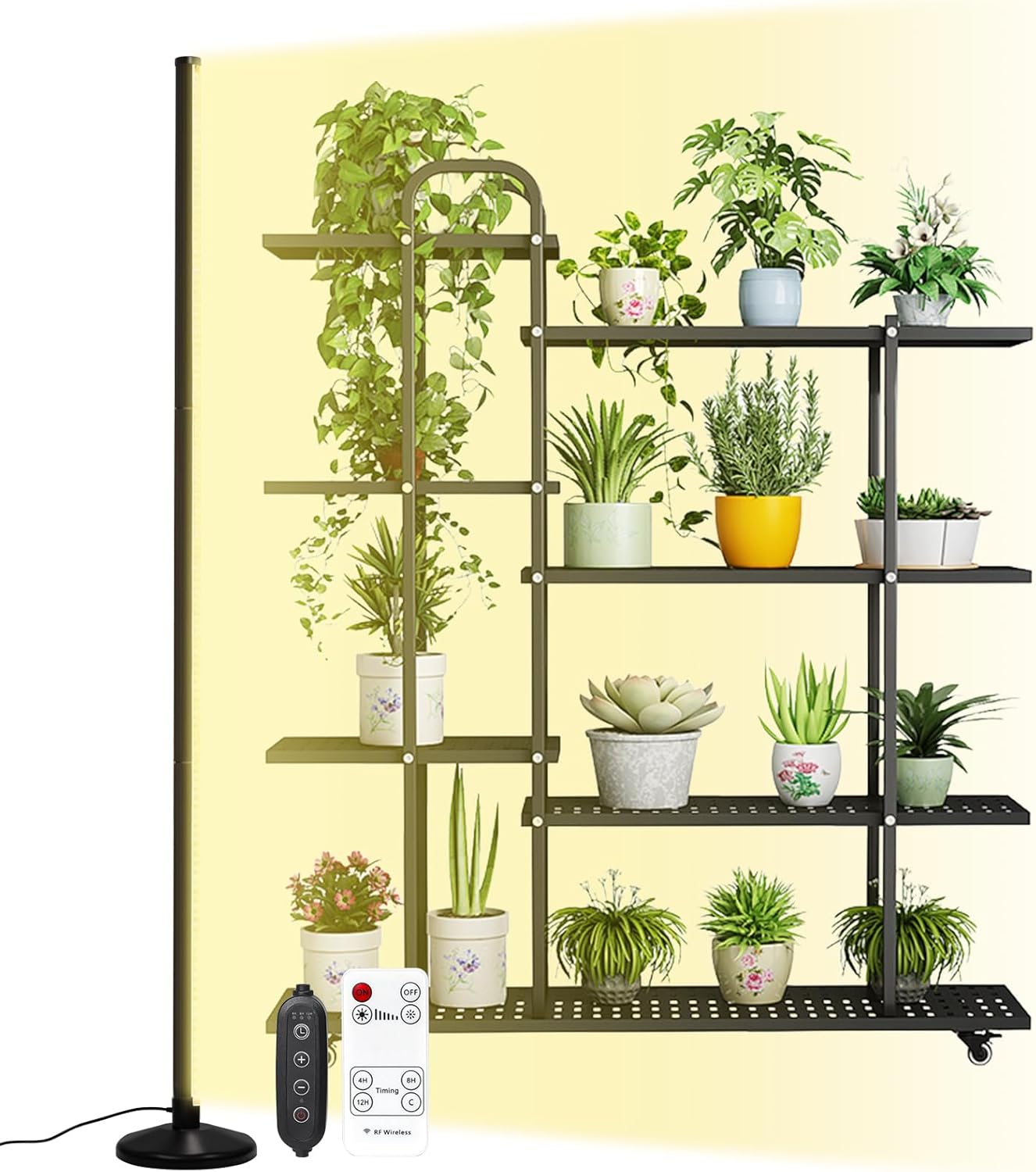 65" Adjustable Grow Light with Remote Control, Grow Lights for Indoor Plants Full Spectrum, Standing Plant Light with Timer & 10-Level Dimmable for Tall Plants, Greenhouse