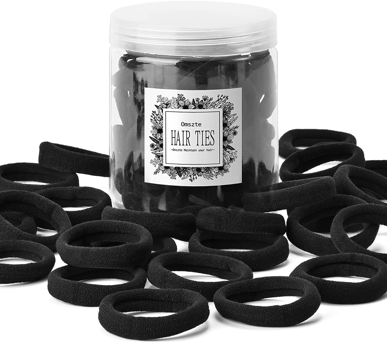 Omszte 50PCS Hair Bands Hair ties for Thick Hair, Cotton Seamless Hair Ties, Ponytail Holders Hair Accessories No Damage for Thick Hair.