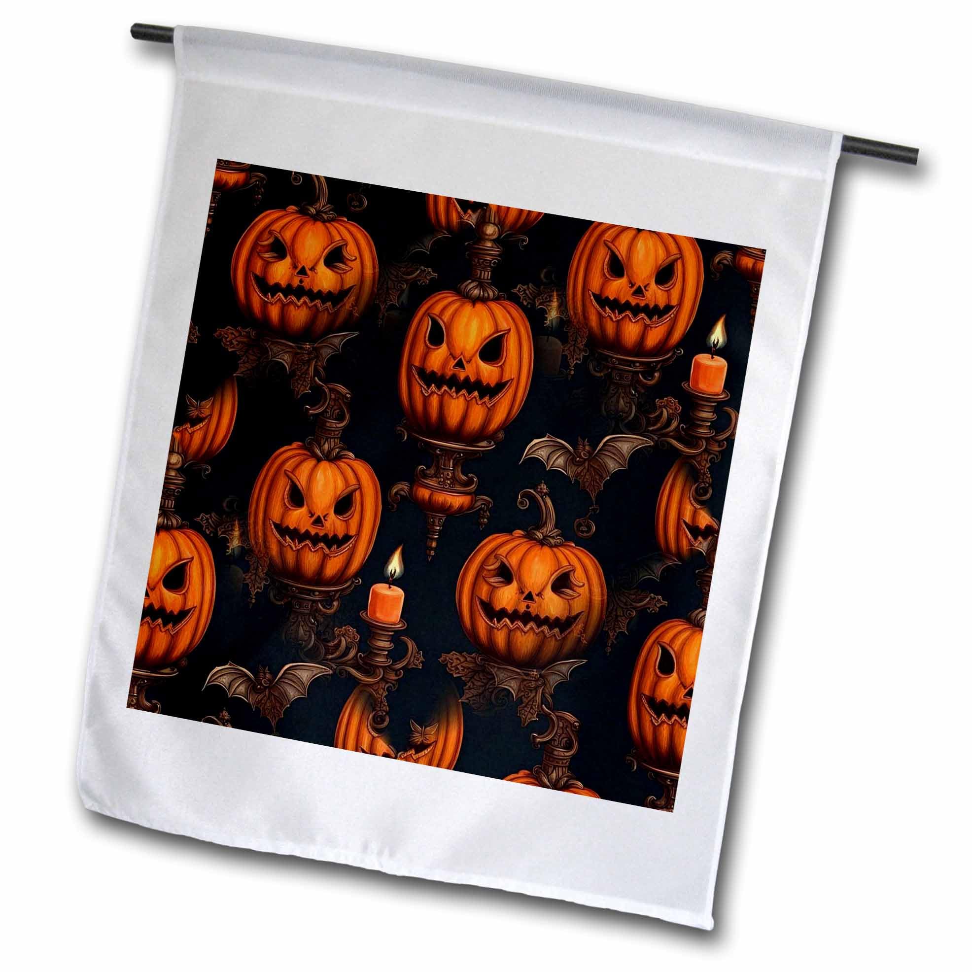 3dRose Jack O Lanterns, Flying Bats And Gothic Candle Sconce Cut Out - Flags (fl-384904-1)