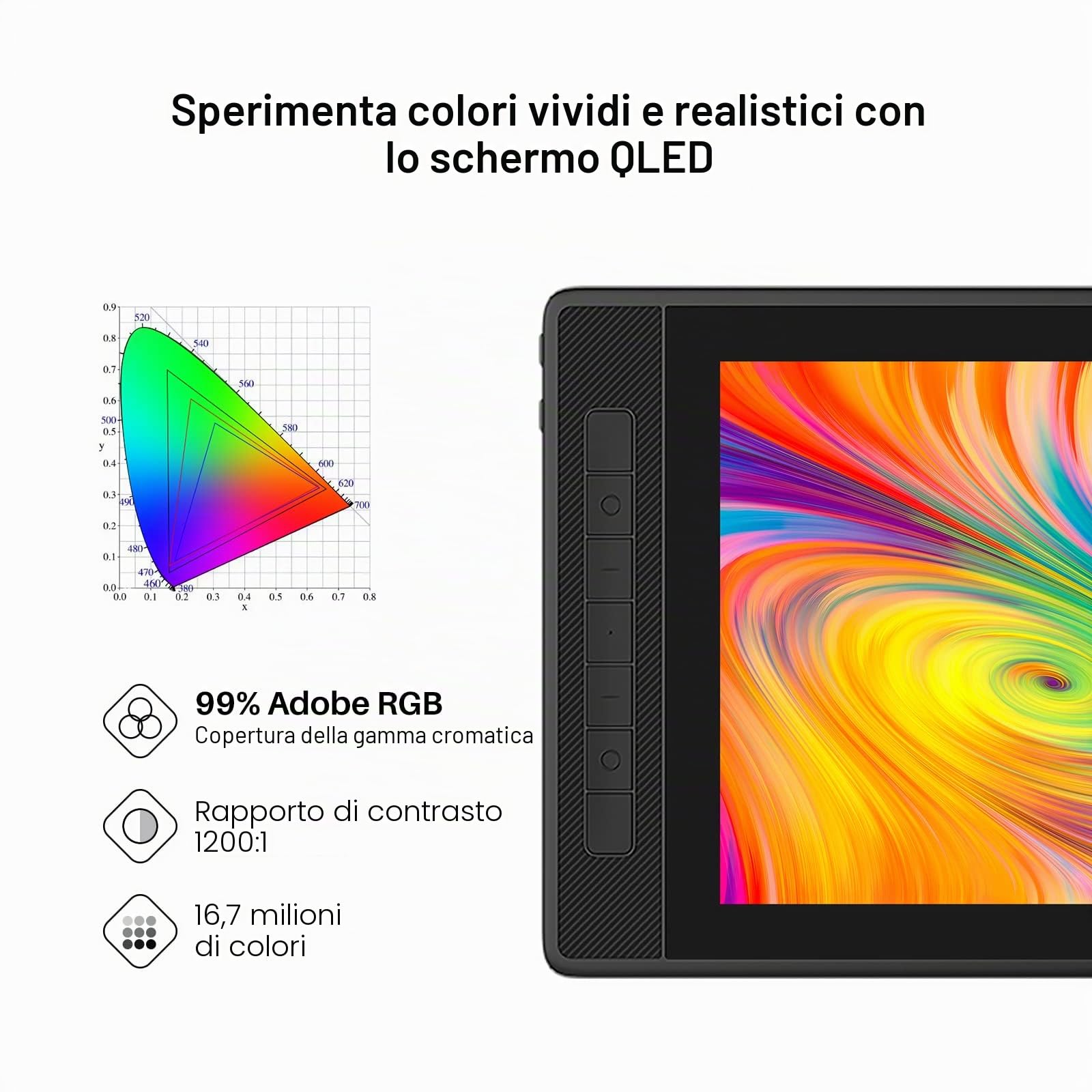 HUION Kamvas Pro 13 - Tavoletta grafica QHD da disegno con schermo QLED, laminazione completa, senza batteria, PW517, per PC Windows, Mac, Android, tablet da disegno digitale da 13,3 pollici