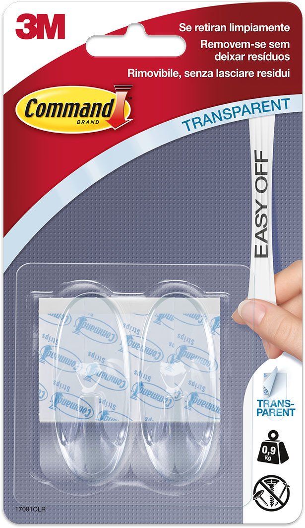 3M Klebehaken + Klebenagel, transparent, 2 Stück