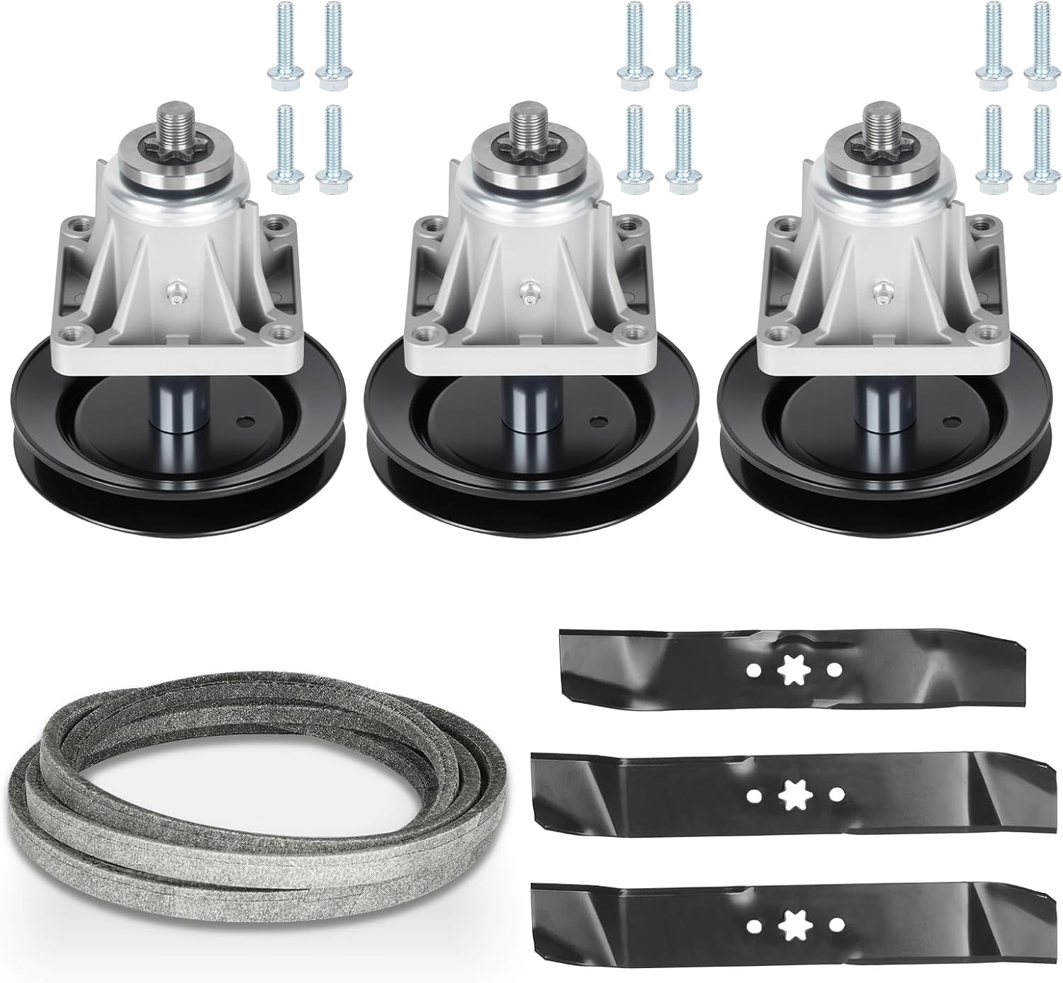 46'' Deck Spindle Rebuild Kit Fit for Cub Cadet LT1045 LT1046, Spindle Assembly 618-0660 918-0660, 3 Blades 177-2144 942-0644, 1 Belt 754-04153 954-04153