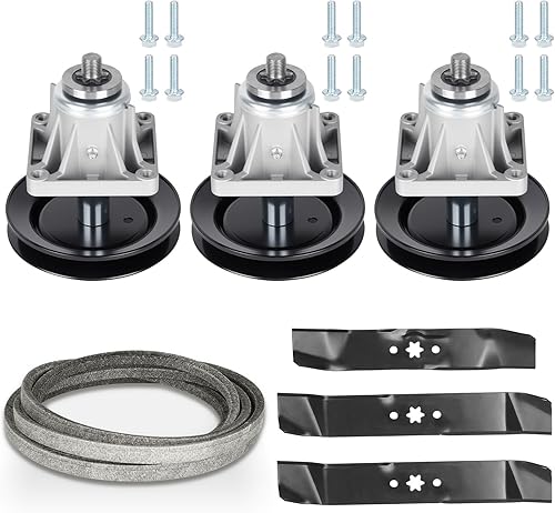 Kit de reconstrucción de cubierta de cortacésped de 46 pulgadas para Cub Cadet LT1045 LT1046 I1046, 3 husillos 618-0660 918-0660/3 cuchillas