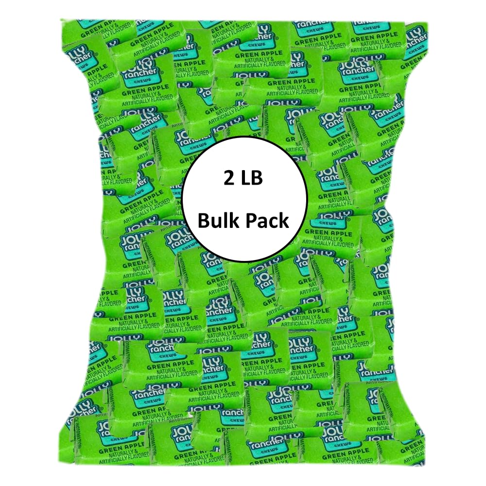 Joly Ranchers Chews Candy - Green Apple Flavor - 190 Pieces of Intense Green Apple Blast - Individually Wrapped Delicious Candy Chews for Birthdays, Easter, Christmas & Pantry (2 lbs)