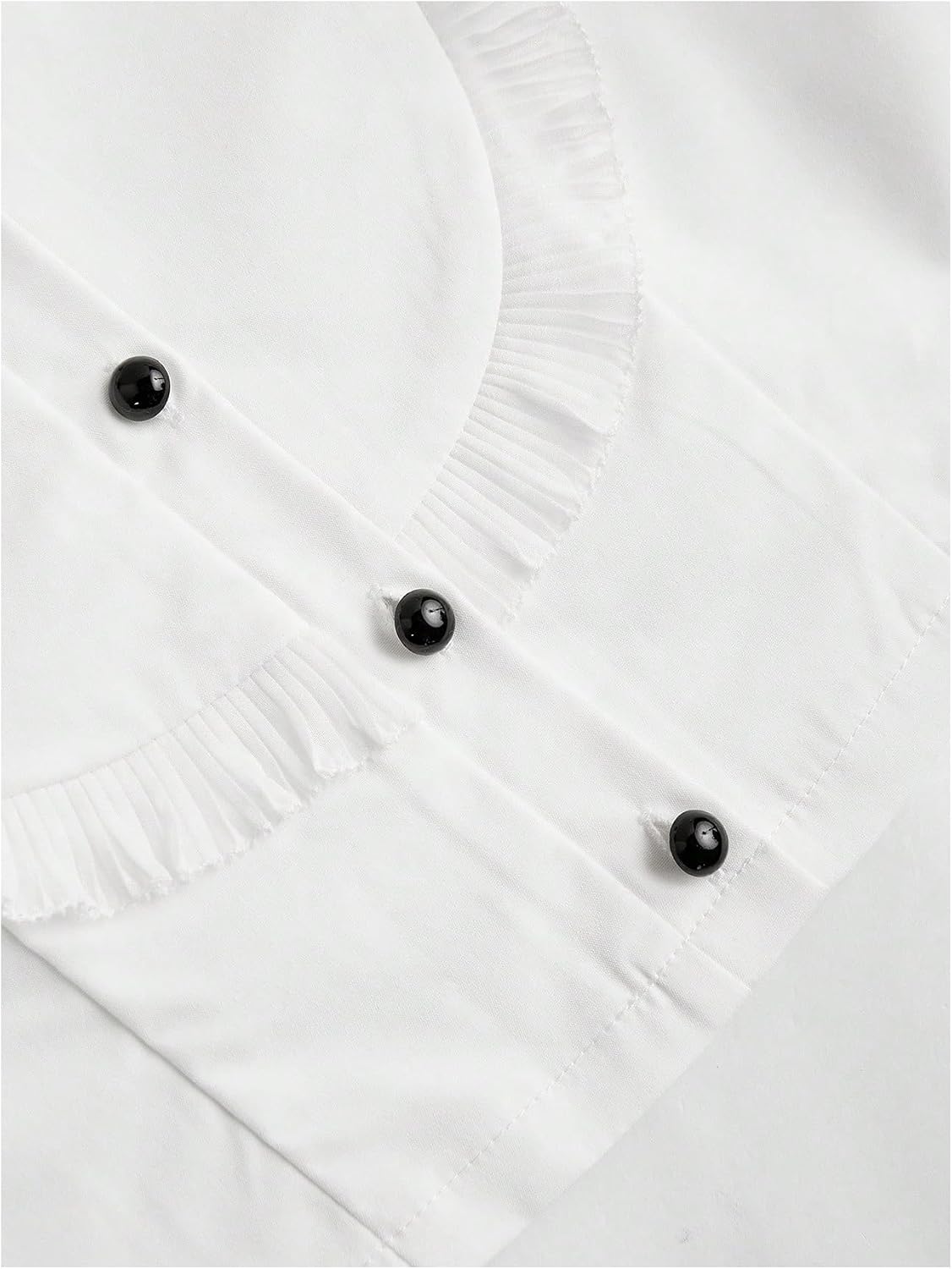 Verdusa Girl's Y2k Cinched Crop Blouse Tie Front Puff Sleeve Ruffle Button Down Collar Shirts
