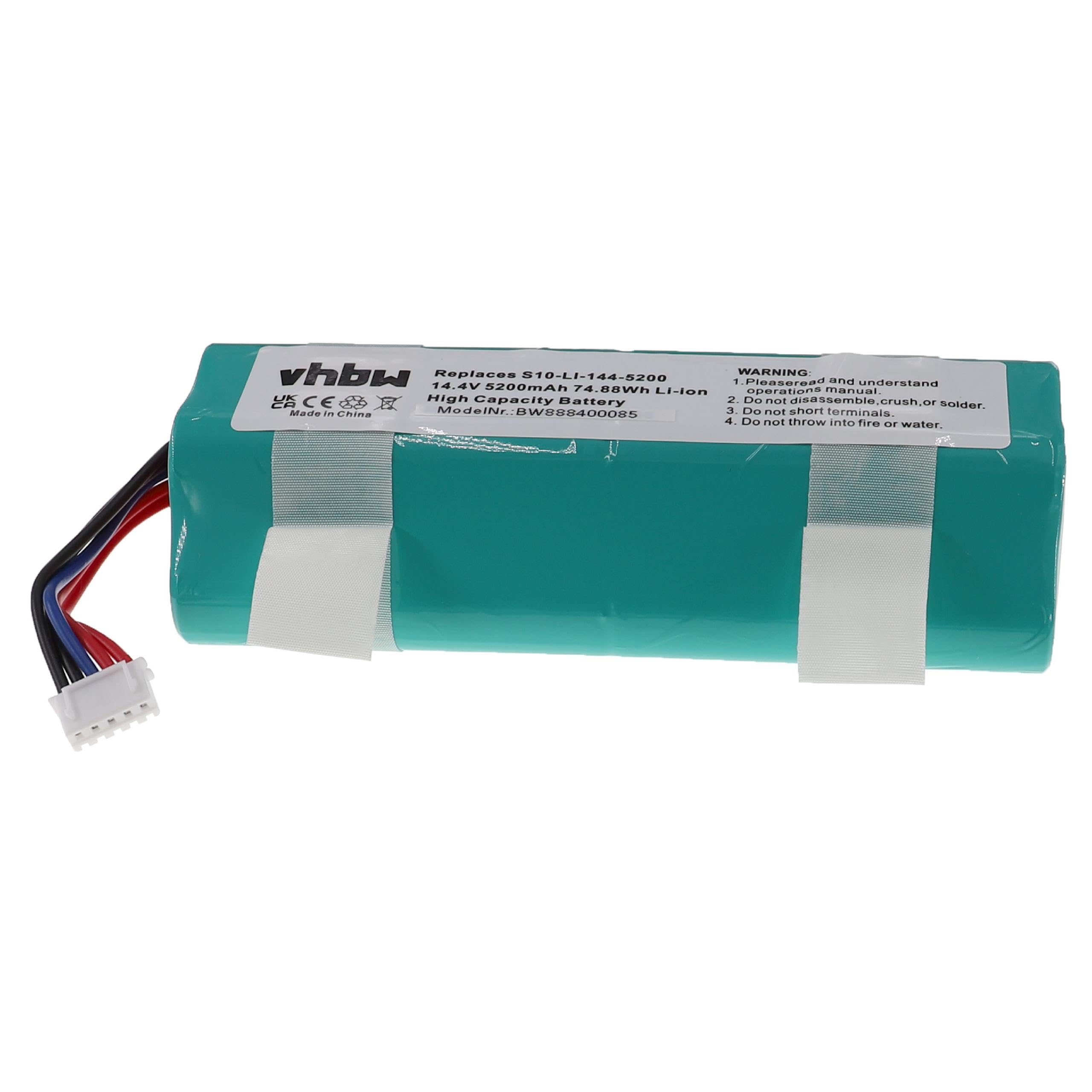 vhbw Akumulator kompatybilny z robotem odkurzającym Ecovacs Deebot Ozmo 9, 920, 950, turkusowy (5200 mAh, 14,4 V, litowo-jonowy)