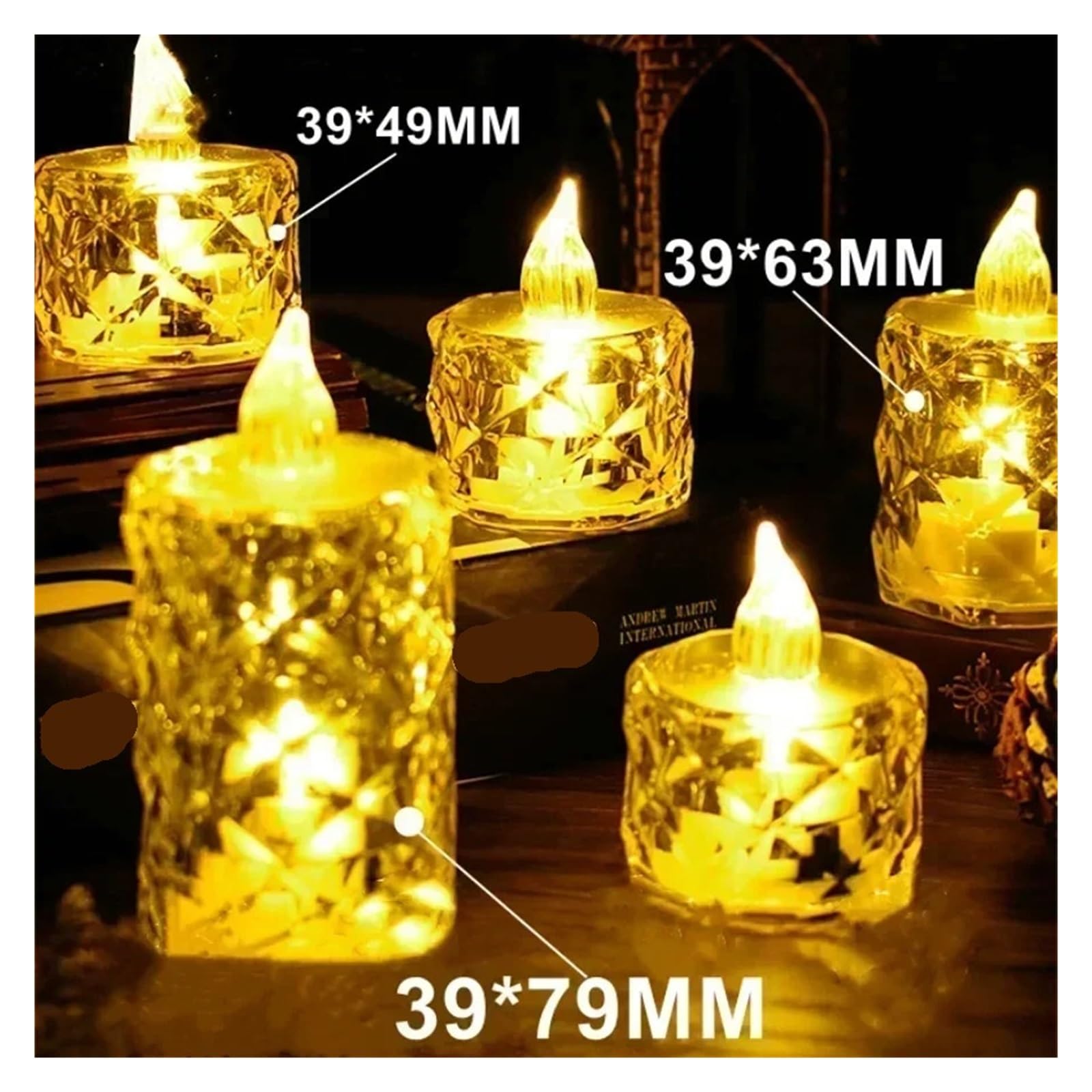 Bezpłomieniowa elektroniczna lampa nocna LED kryształowe światło świeczki 12/24 szt. do dekoracji ślubnej w domu na randki (24-opakowanie, L-Crystal Candle)