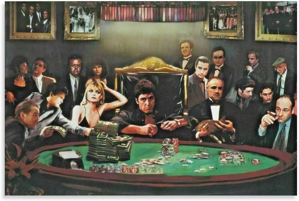 FDKJ Scarface Goodfellas God-Father Sopranos Movie Poster for Room Aesthetic Poster Decorative Painting Canvas Wall Art Living Room Posters Bedroom Painting 16x24inch(40x60cm)