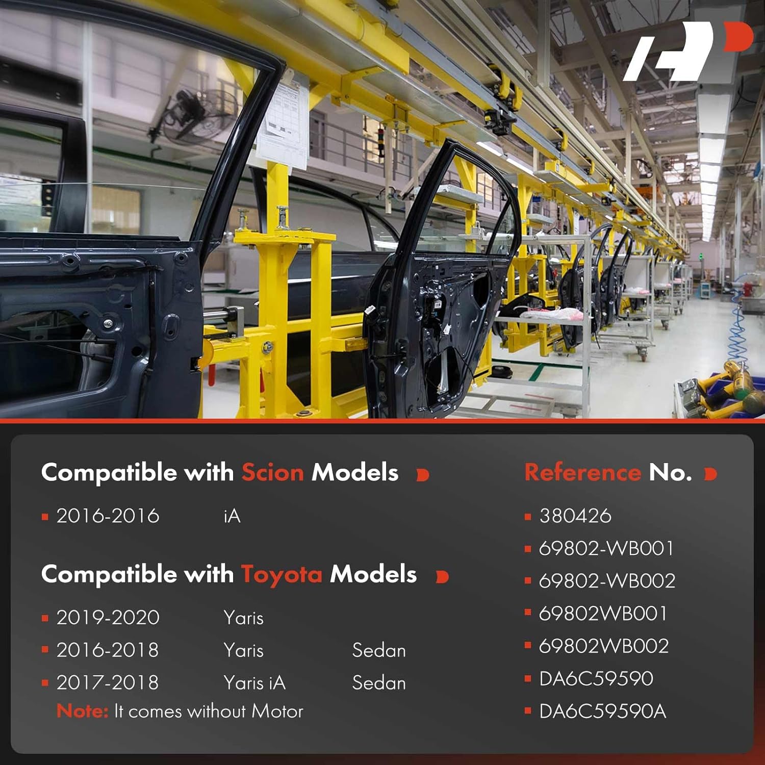 A-Premium Electric Power Window Regulator Without Motor Compatible with Toyota Yaris 2016-2020, Yaris iA 2017-2018 & Scion iA 2016, Front Left Driver Side