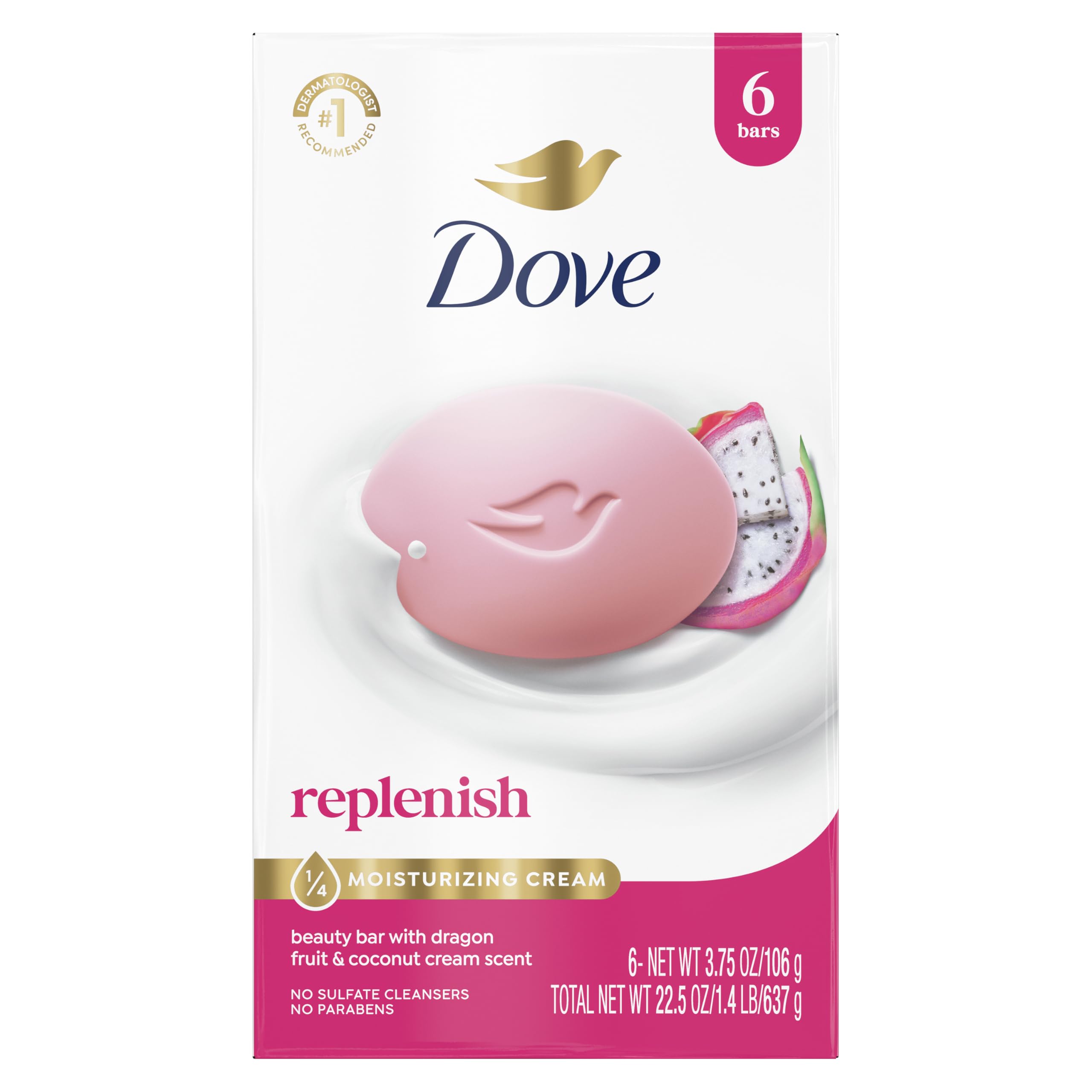 Dove Dragon Fruit Beauty Bar Soap 6 Count, Cleanser, 3.75 oz I beauty bar
