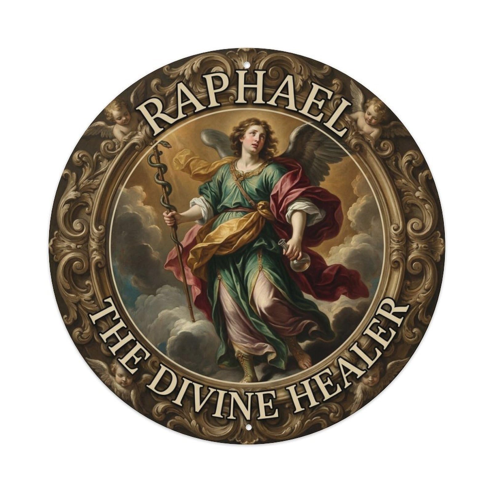 The Divine Healer Healing Grace Archangel Raphael Metal Tin Sign
