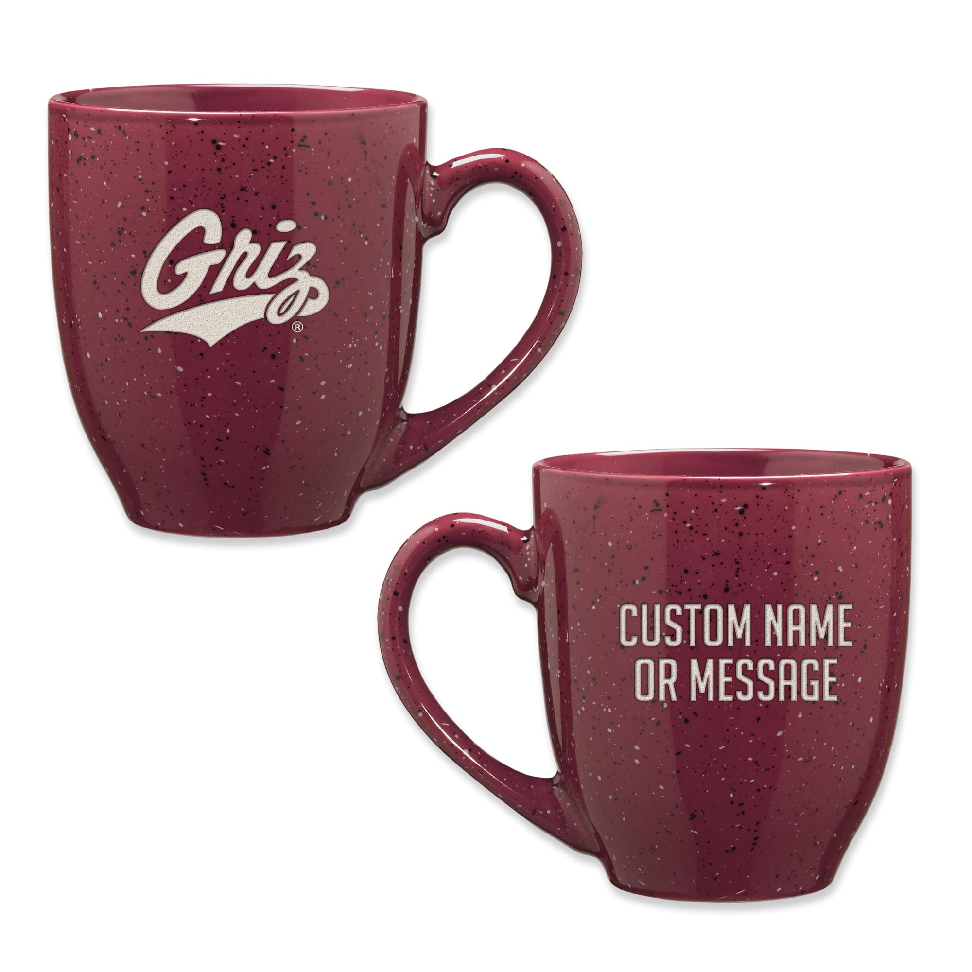 Rico Industries NCAA Montana Grizzlies Maroon Personalized 16 oz Team Color Laser Engraved Speckled Ceramic Coffee Mug