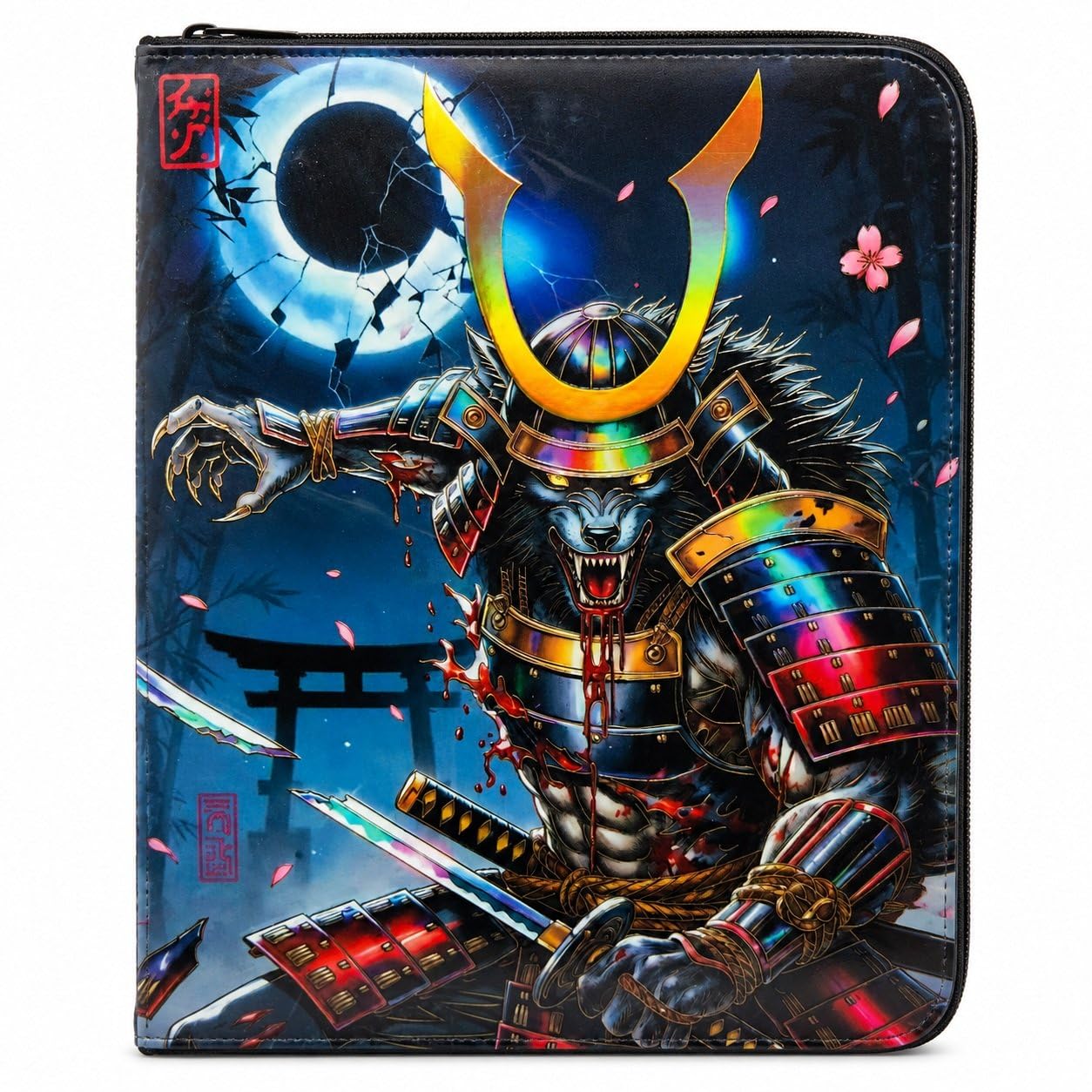 Kiba no Oni: Moon-Cursed Ronin - Raccoglitore per carte collezionabili con 9 tasche con cerniera, con 20 pagine fronte/retro, contiene 360 carte