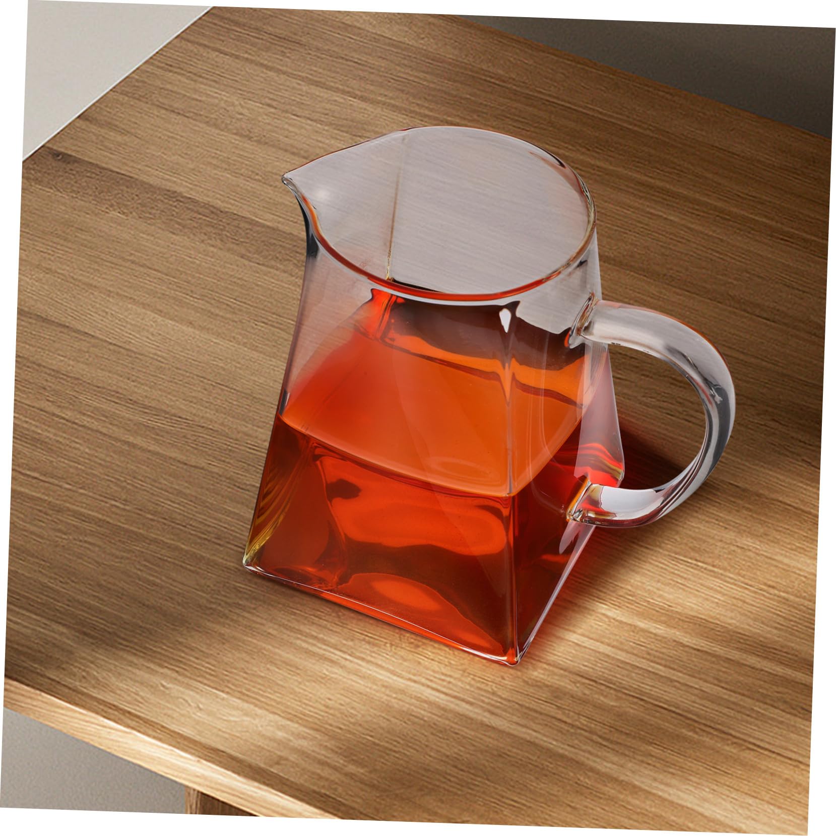 Teiera in Vetro Trasparente con Beccuccio per Versare Preciso e Manico Portatile Base Quadrata Stabile per Casa Ufficio e Sala da Tè Capacità Grande ed Elegante