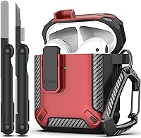 Vista 20 de RFUNGUANGO Funda para AirPod de 2ª generación con kit de limpieza, armadura protectora de carcasa dura militar con bloqueo para funda de carga
