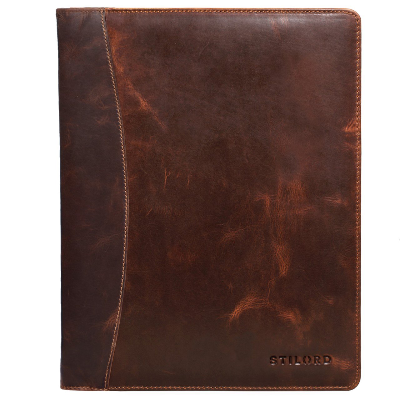 STILORD 'Vincent' Vintage Porta Documenti con raccoglitori classificatori Cartella porta Documenti MacBook 13,3 Pollici rigido Portadocumenti in vera Pelle, Colore:kara - cognac