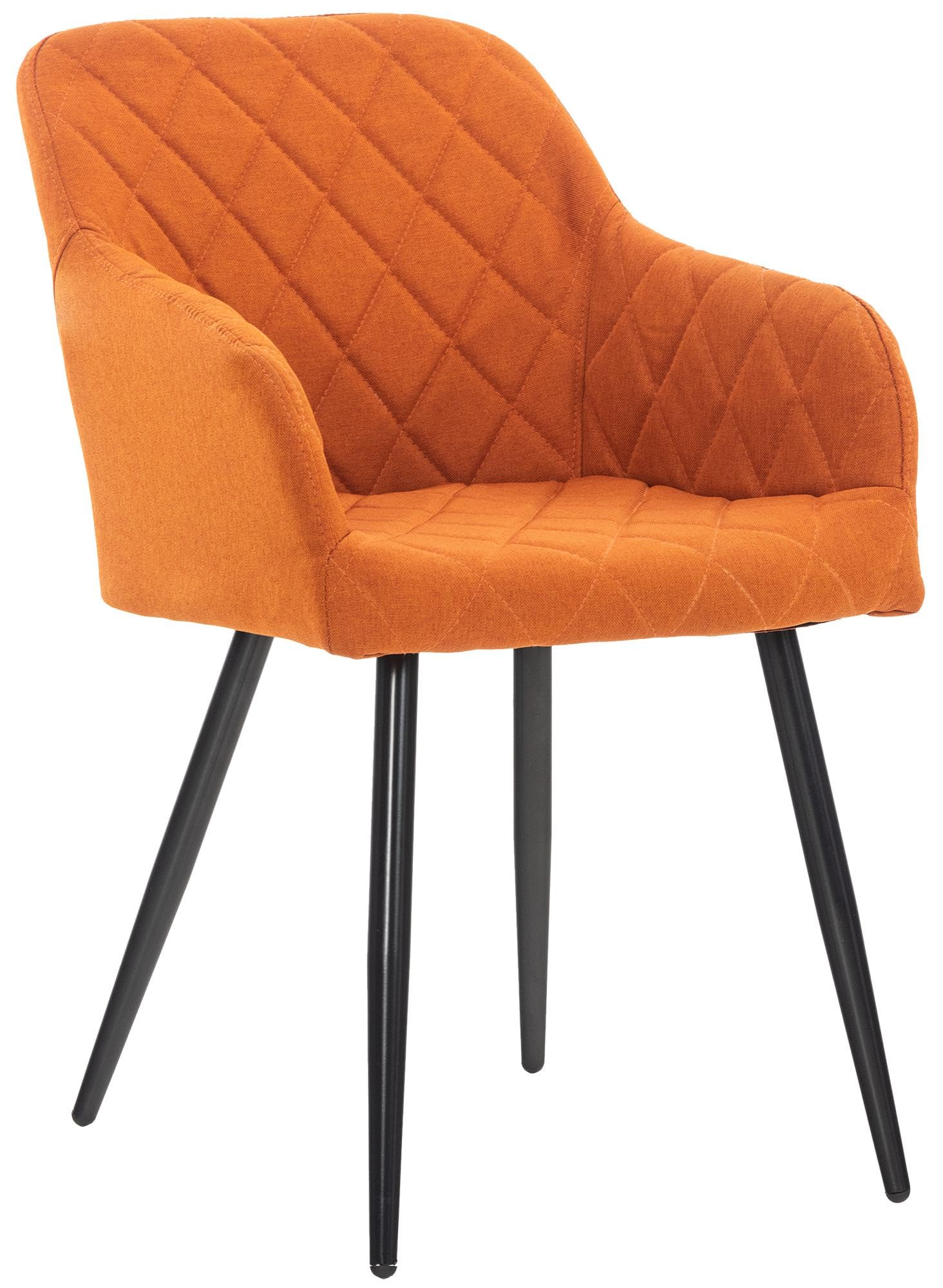 CLP Silla De Comedor Shila En Tela I Silla De Salón En Terciopelo & Base De Metal I Butaca Moderna con Reposabrazos, Color:Naranja, Material:Tela