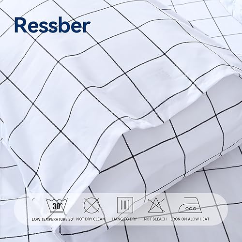 Miniatura 6 de Juego de edredón a rayas para todas las estaciones, suave y transpirable. (individual, blanco)