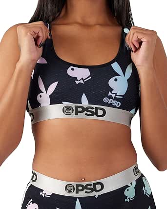 PSD Underwear Women's Sports Bra - Playboy, Medium Support Racerback Loungewear