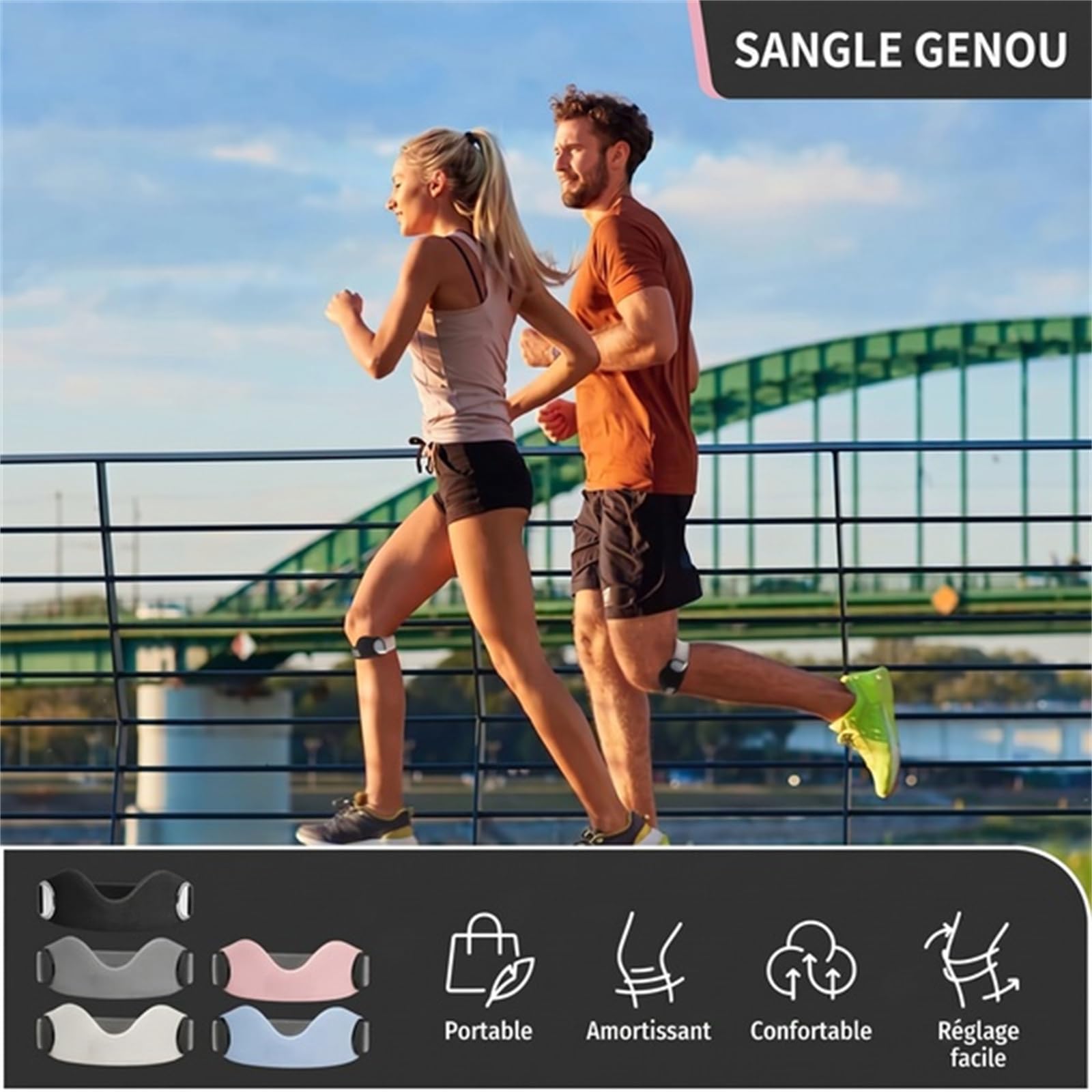 Qilova Genouillère Rotule Ajustable Maintien Sport Unisexe | Sangles réglables, maintien stable, tissu respirant, confort quotidien pour le sport et l'entraînement