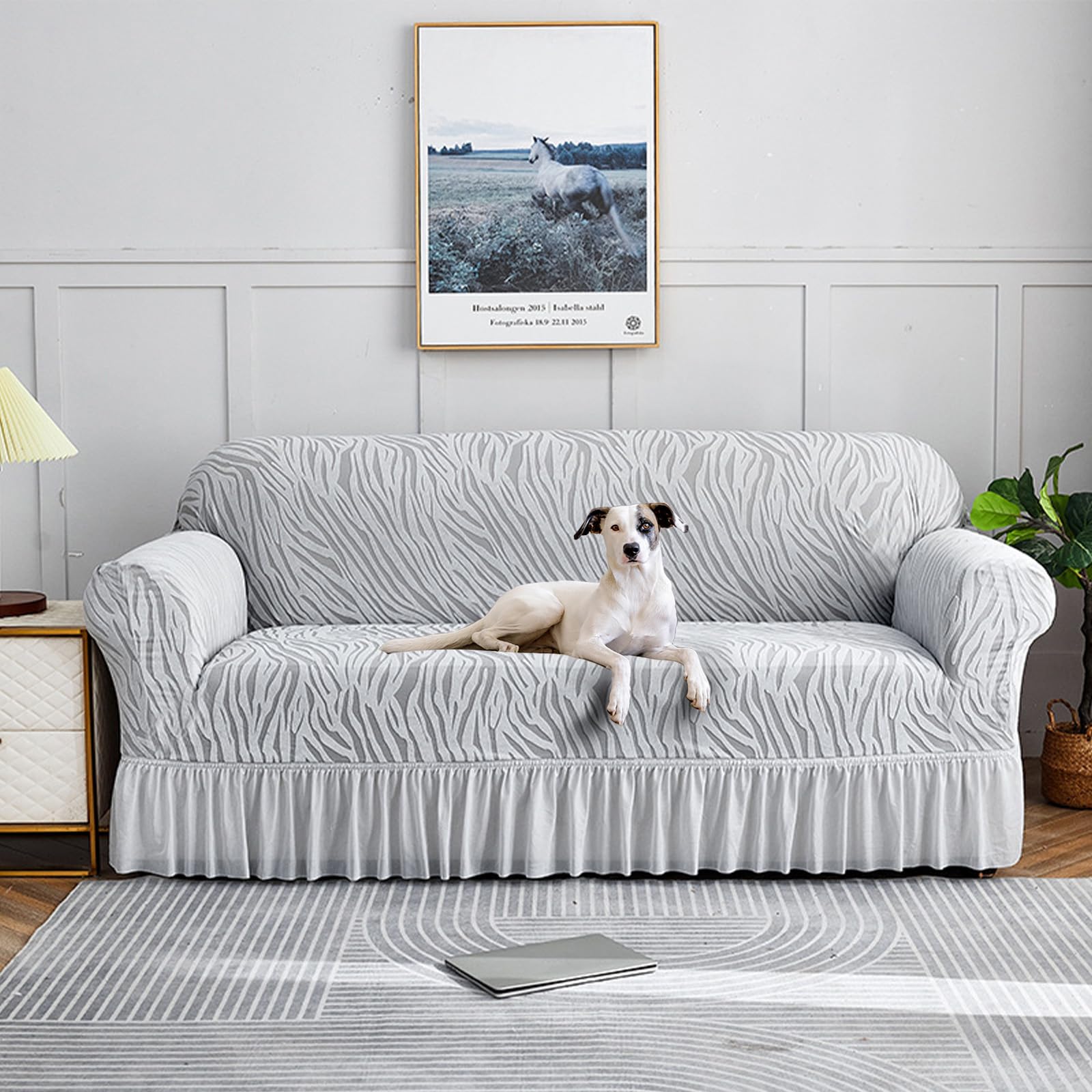 Housse de canapé extensible gris argenté : protection premium 4 places