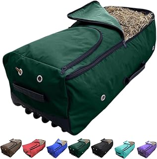 Majestic Ally Horse Rolling Hay Bale Bag, 44 x 20 x 15 inches, Nylon Rolling Storage, Multiple Colors (Hunter Green, Large)