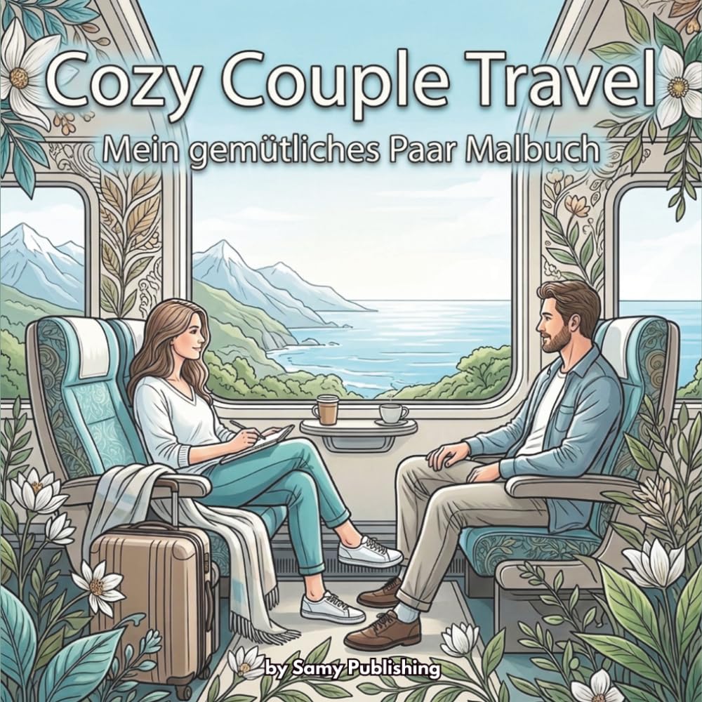 Cozy Couple Travel – Mein gemütliches Paar Malbuch: 40 detailreiche Ausmalbilder mit einem Paar auf entspannten Reisen und gemütlichen Urlaubsmomenten (Die Cozy Couple Kollektion)