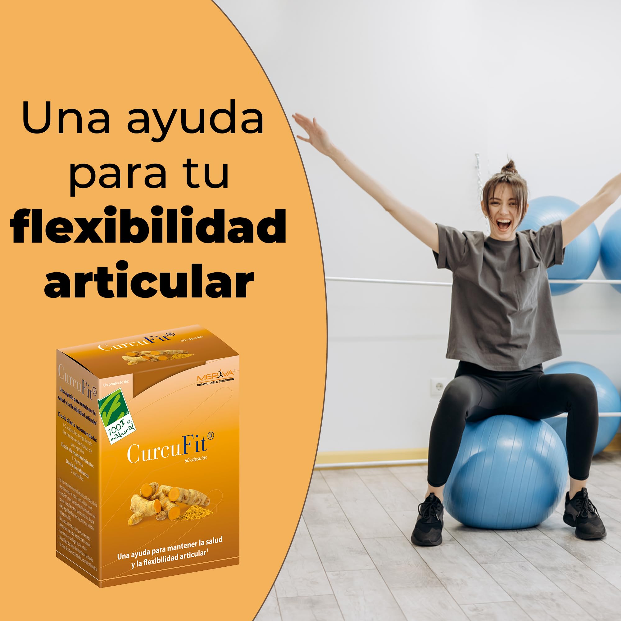 CurcuFit® 1000 mg Curcumina Meriva® Concentrada Antiinflamatorio Natural Cúrcuma en Cápsulas 3 Meses