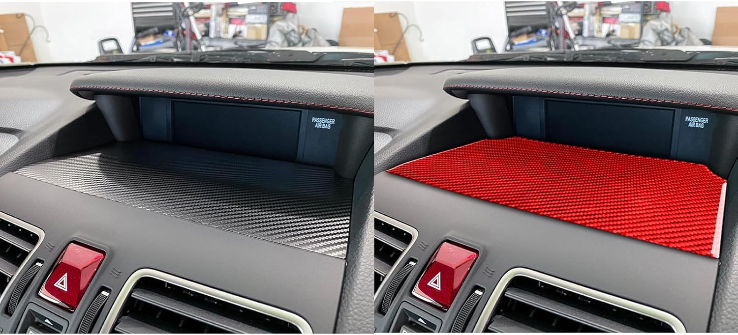 Center Console Central Dashboard Cover Trim Sticker Red Real Carbon Fiber Compatible with Subaru WRX 2015 2016 2017 2018 2019 2020 2021 Decal Accessories
