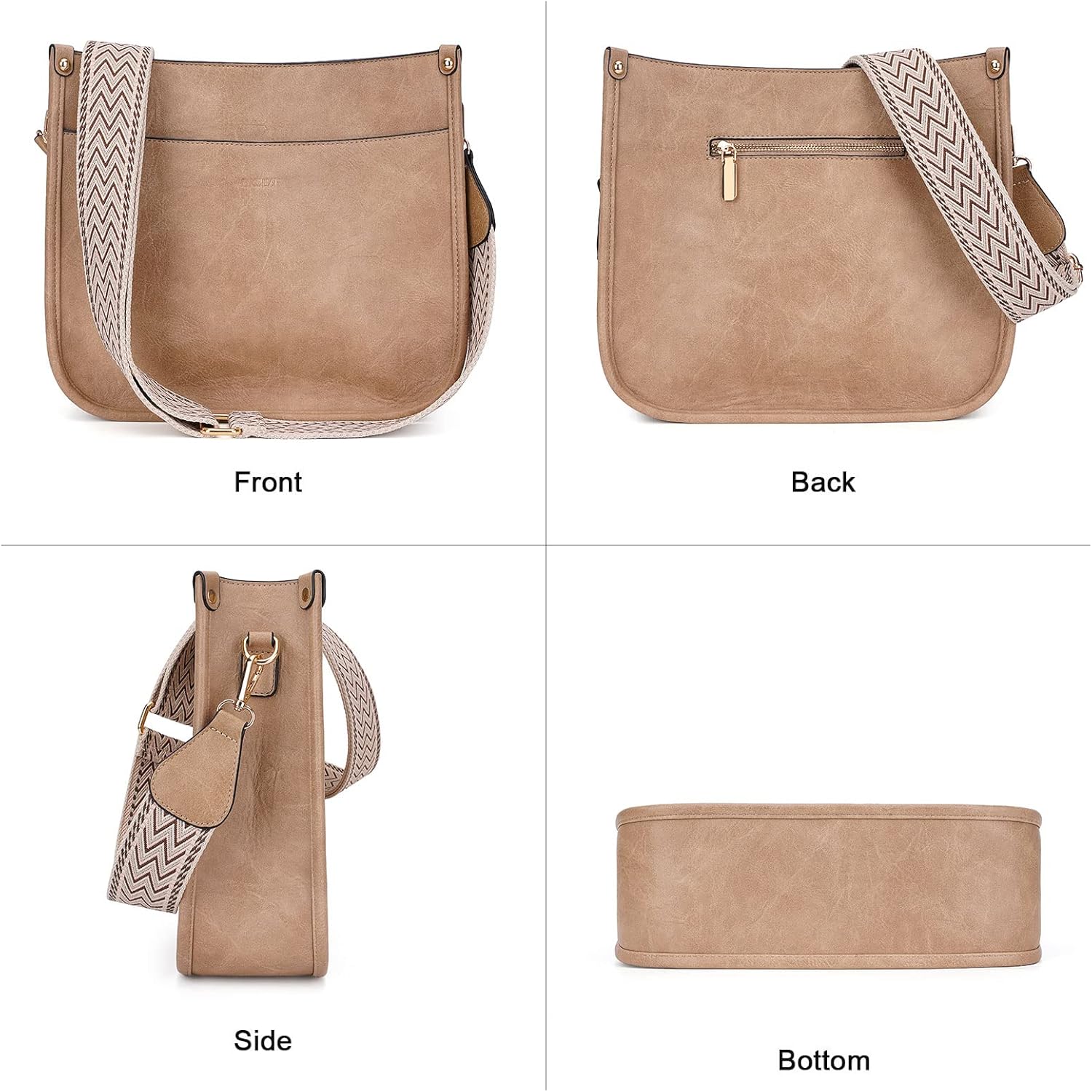 HKCLUF Crossbody Bag Purse for Women 2PCS/Set Leather Hobo Handbag Wallet Set With 2Adjustable Guitar Strap Shoulder Bag | Purse, 2PCS/Set, Leather, Wallet Set, Purse - Image 3