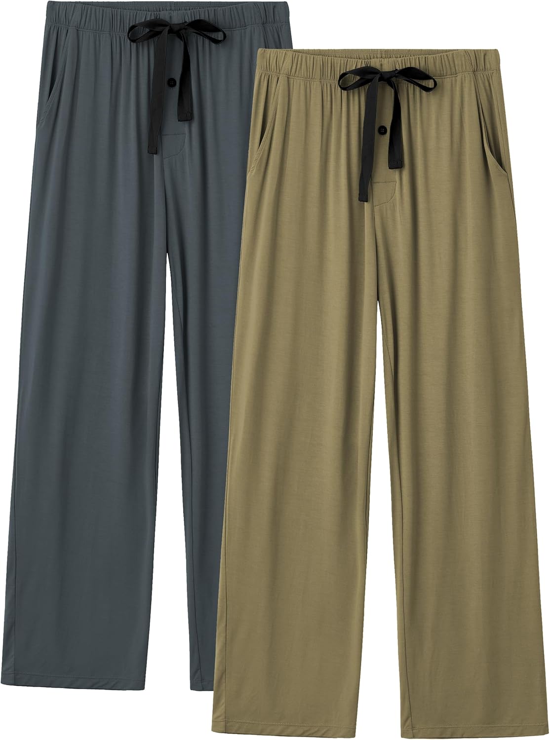 CF Mens Pajama Pants Lightweight Bamboo Rayon Lounge Pants Soft Comfy Sleep Bottoms Long Pajama Pants with Pockets 2 Pack