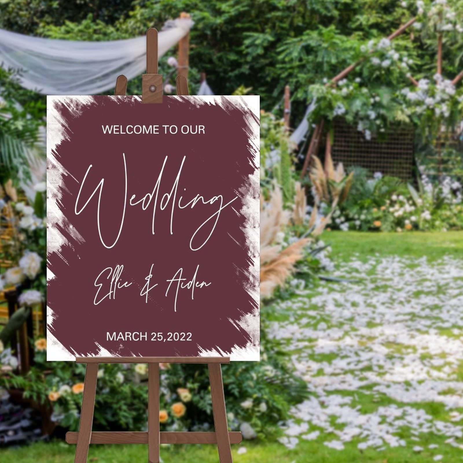 Panneau de bienvenue de mariage pour une réception champêtre élégante