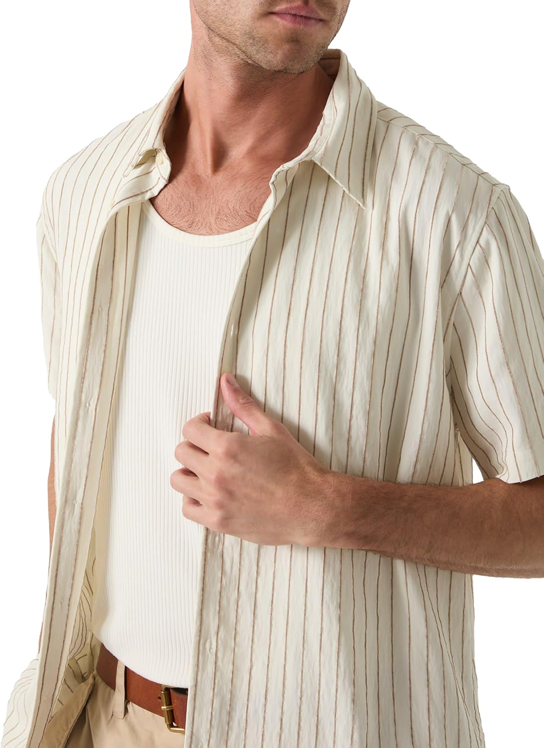 Guess Men's Short Sleeve Redford Stripe Shirt