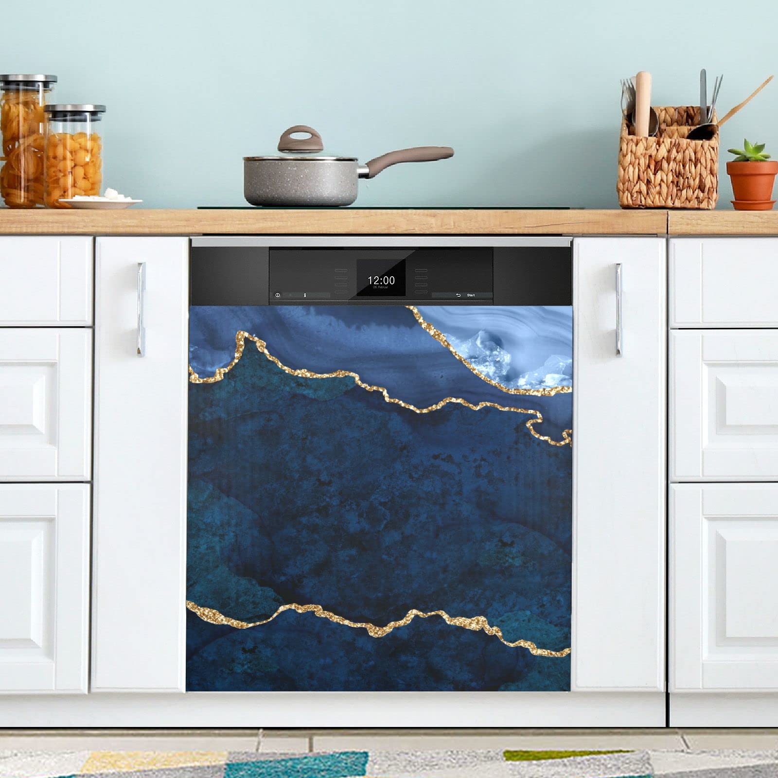 Amazon.com: Gold Blue Marble Agate Kitchen Dishwasher Magnet for Metal  Washers, Refrigerator Sticker, Magnetic Dishwasher Door Cover Sheet 23 in W  x 26 in H : Everything Else