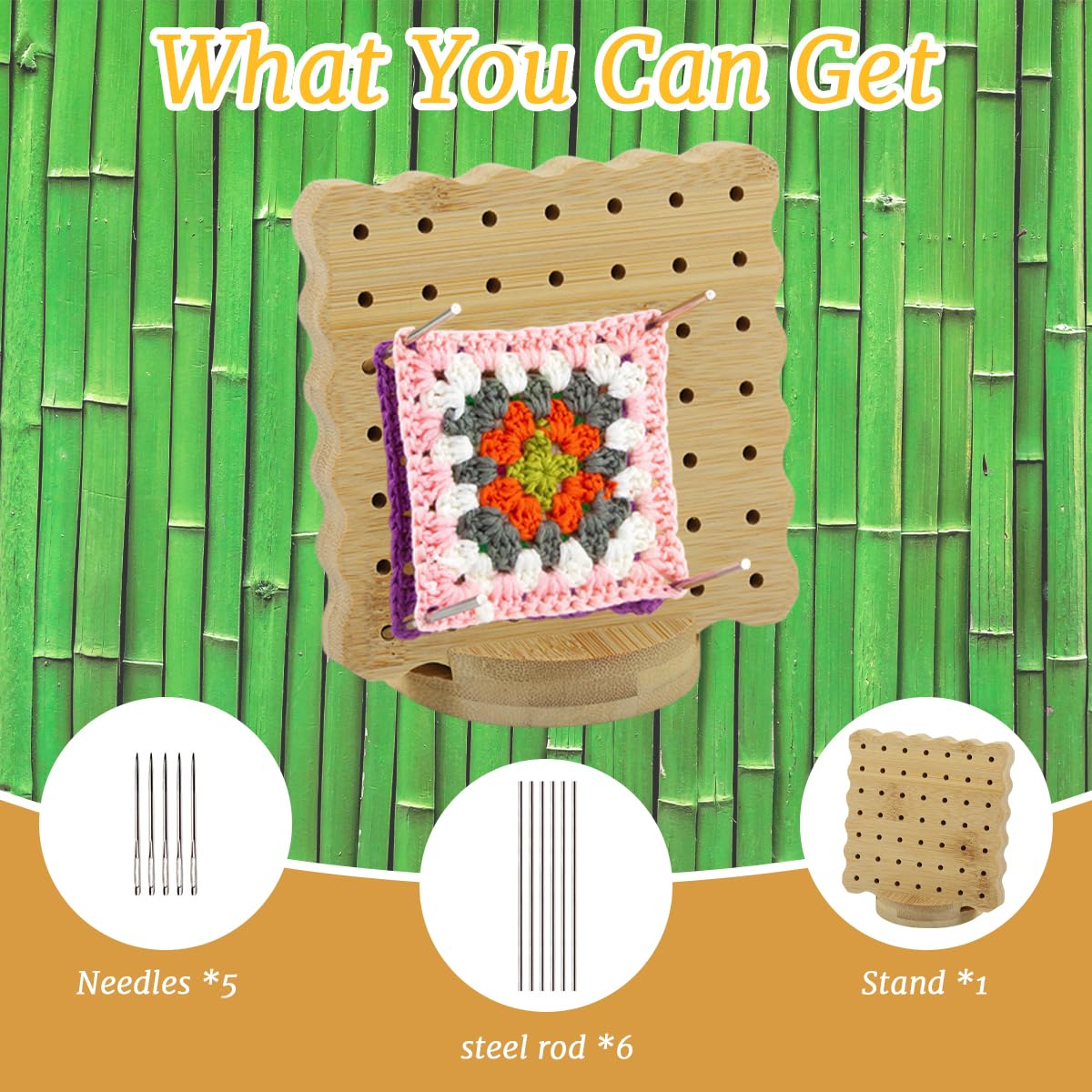 HASTHIP® 4" Blocking Boards for Crochet Projects with Rose Pattern 4