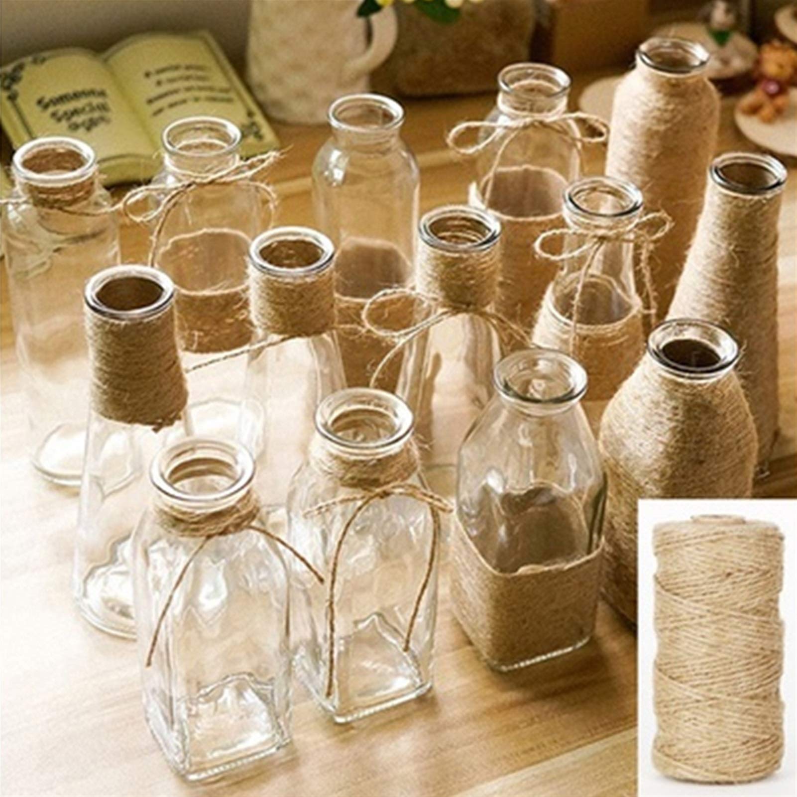 Bclla Zkenshan-Natural Jute Twine 100M/Roll Arts Rope Twine Natural Jute DIY Durable for Gardening Applications Craft Strings Lights, Natural Jute Fiber