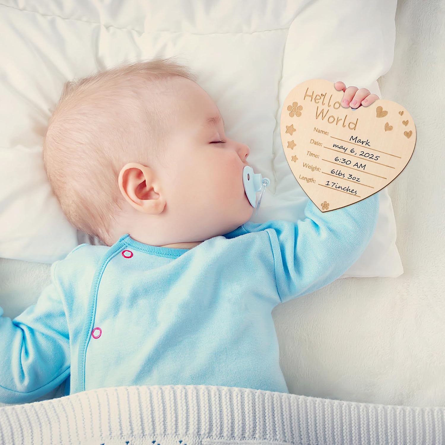 7pcs Baby Monthly Milestone Board Set with Hello World Sign & First Holiday Board, Wooden Baby Milestone Markers 1-12 Months, Newborn Photo Prop, Baby Announcement Sign for Boy Girl Shower Gift