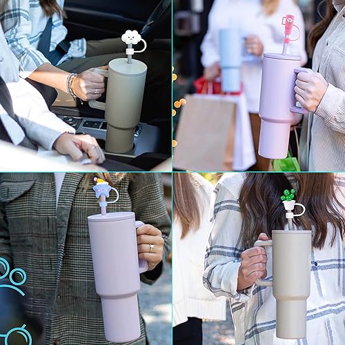 Miniatura 6 de 4 fundas de popote para vaso Stanley Cup & Simple Modern de 40 onzas, cubiertas de punta de pajilla, tapas de paja a prueba de polvo, cubierta