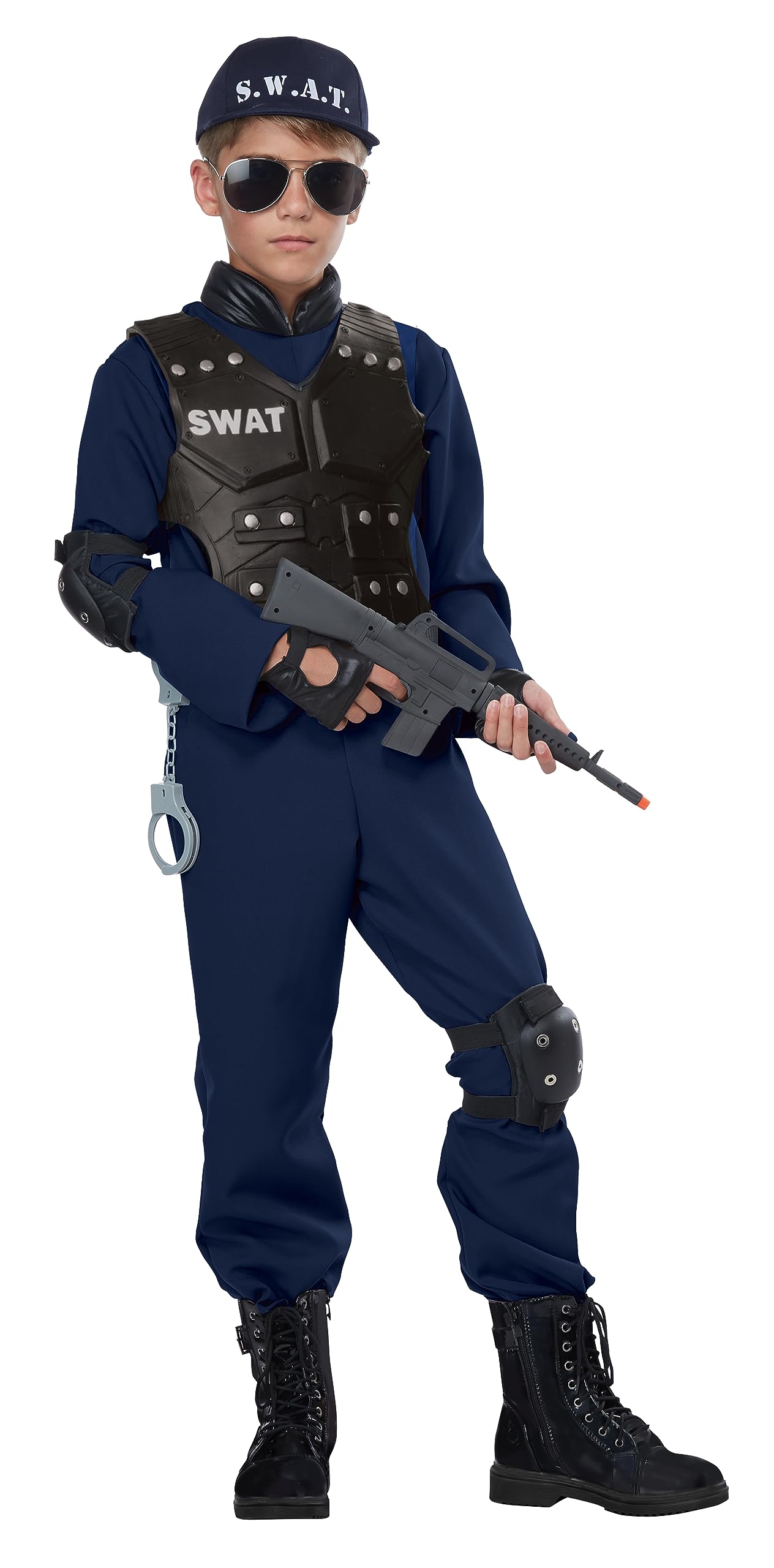 California Costumes SWAT-Kinderkostüm mit Brustpanzer Karnevals-Verkleidung blau-schwarz - 152 (10-12 Jahre)