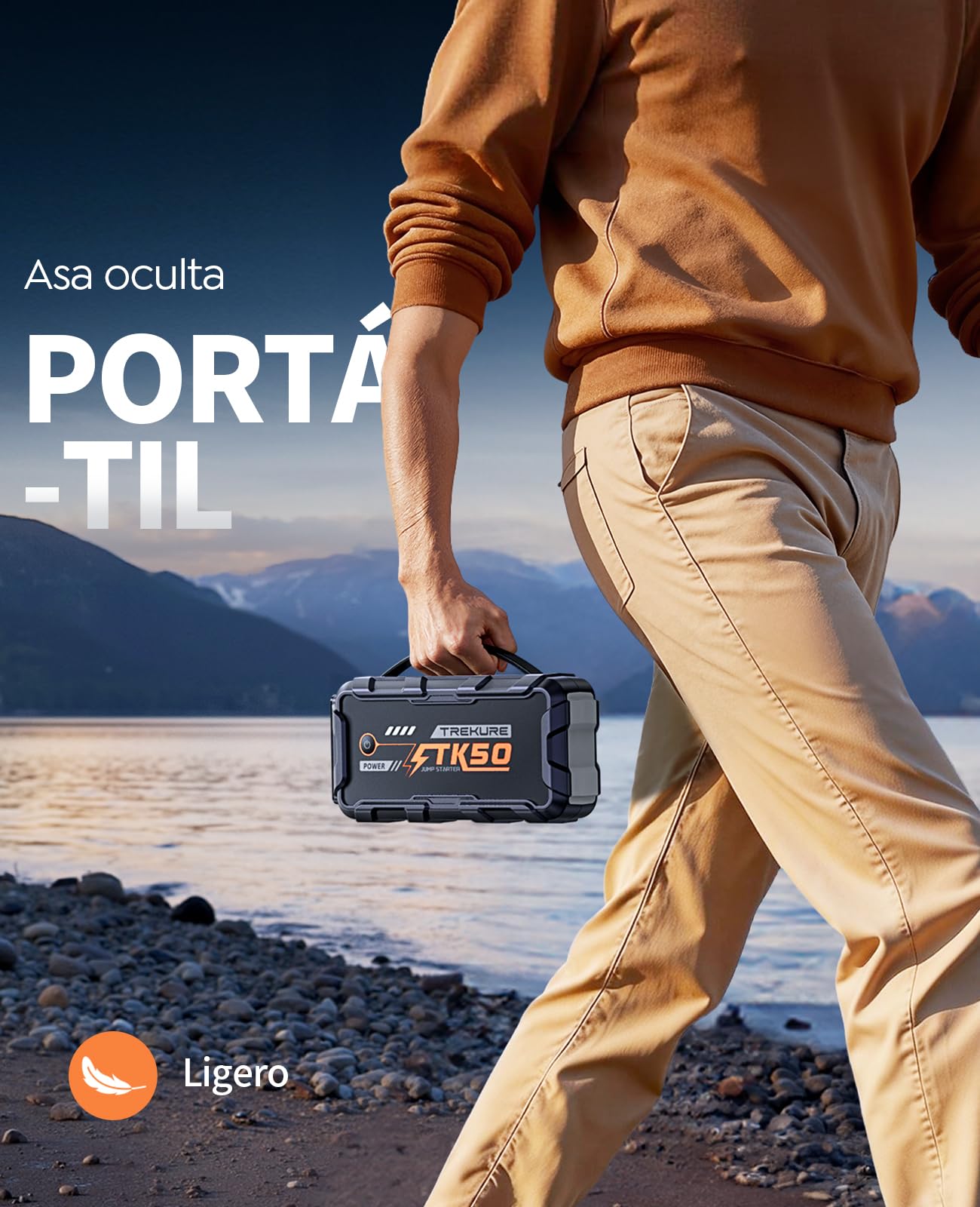 TREKURE Arrancador de Baterias de Coche 9000A (12L Diésel y Todo Gasolina), Arrancador de Coches Portátil con 18W Carga Rápida, 12V Jump Starter con Pinzas Reforzadas y 800 LM Linterna LED