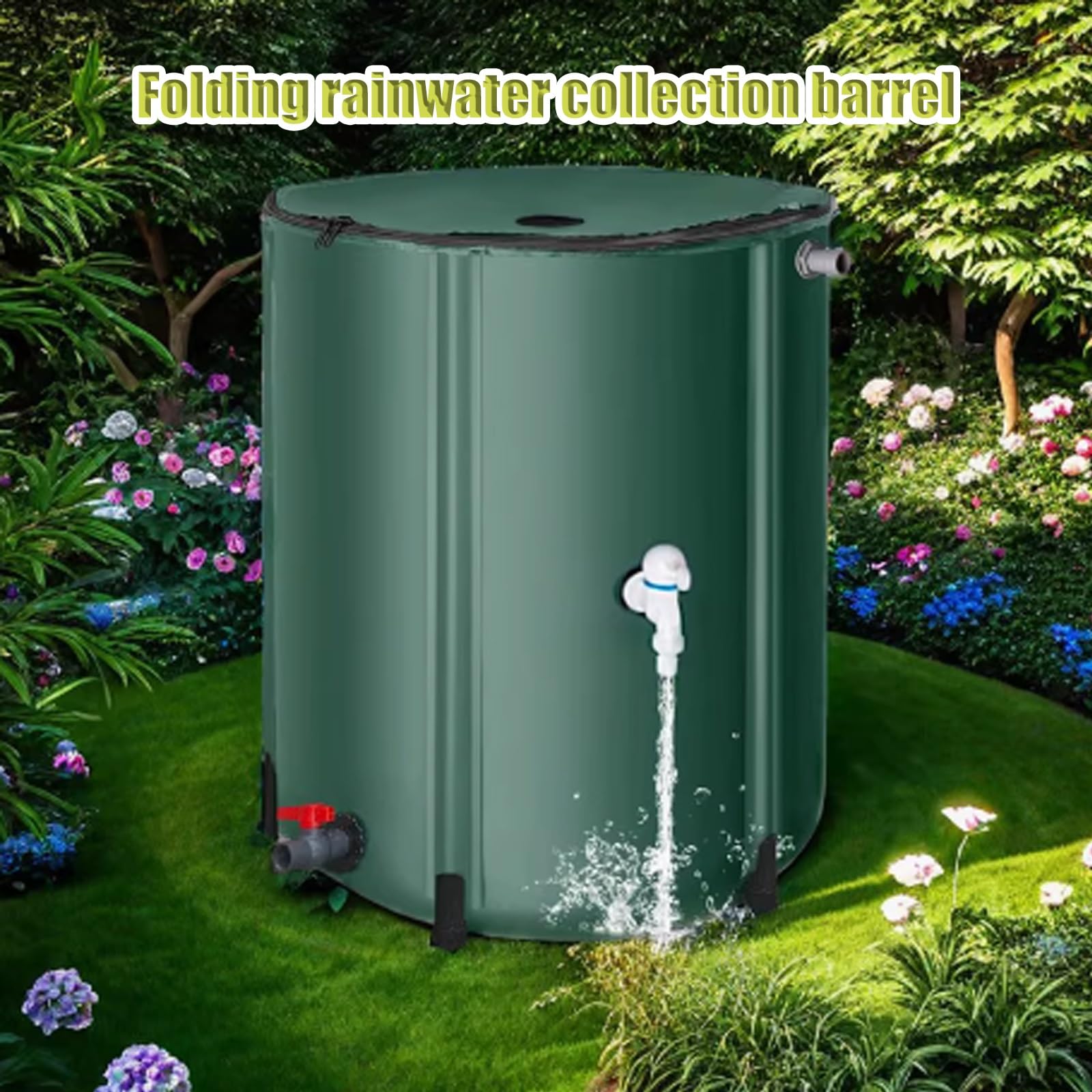 Barile Portatile per la Raccolta dell'Acqua piovana da 1000 Litri con Filtro, Serbatoio d'Acqua Pieghevole per Giardino, Ideale per Uso Esterno, Raccoglitore di Pioggia Nero per Un