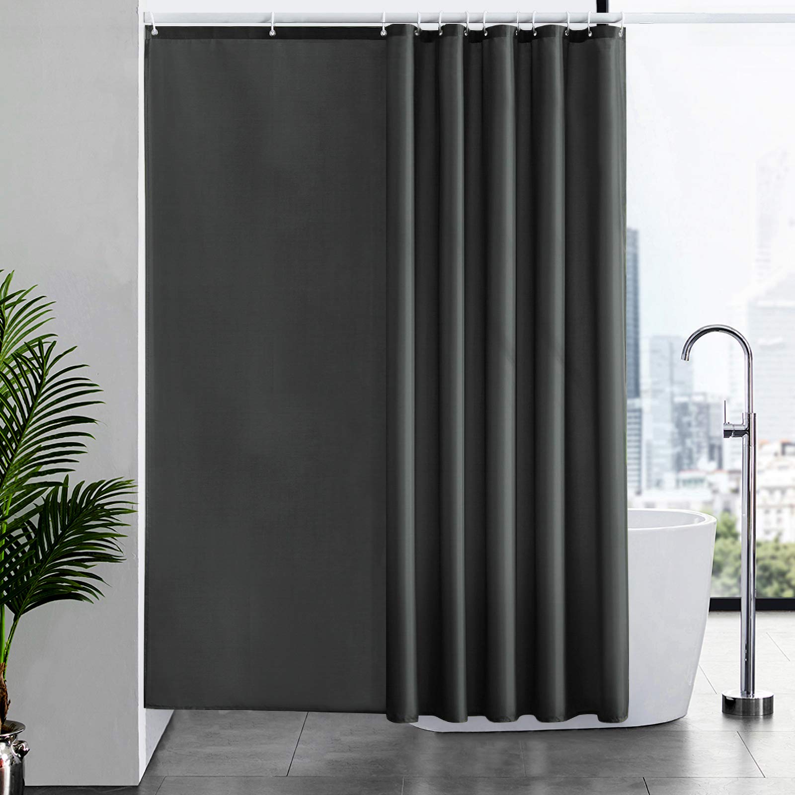 Cortinas Baño Blanca Antimoho Antibacteriano Impermeable Poliester Tela Lisa Lavable, con 12 Ganchos Plásticos, 180x200 Cortina. — view 28