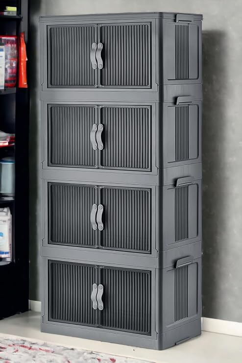 Arsimo Multi-Purpose Disassembled Kitchen Living Room Bathroom Kitchen Organizer Cabinet with Stackable Cover (Anthracite)